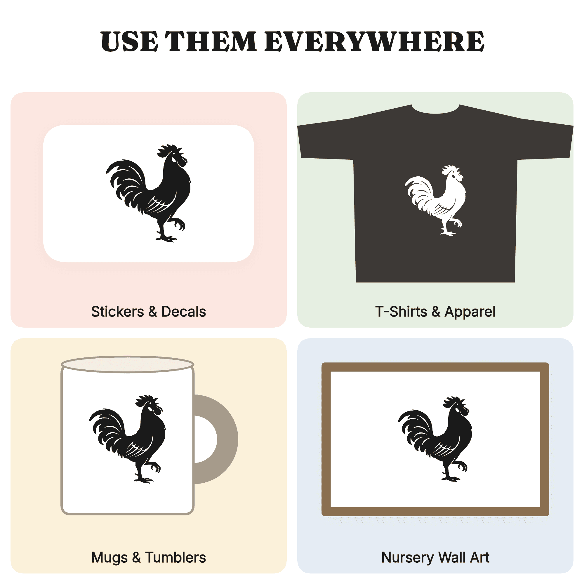 Proud Rooster Morning Crow SVG PNG Labor Day Silhouette Cut File Vintage Farm Americana Line Art, view 3
