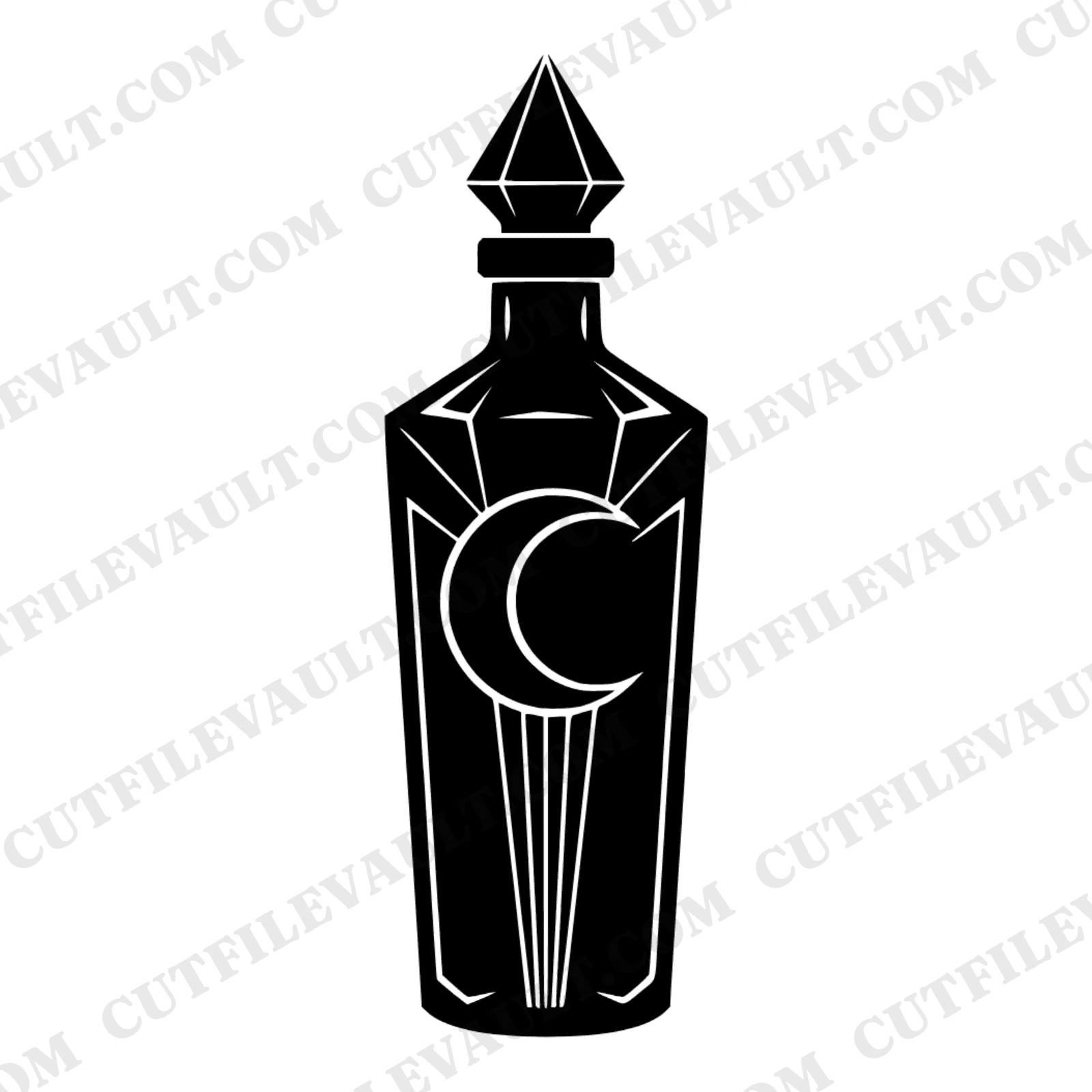 Art Deco Potion Bottle SVG PNG, Celestial Witch Silhouette, Halloween Decor Cut File, view 1