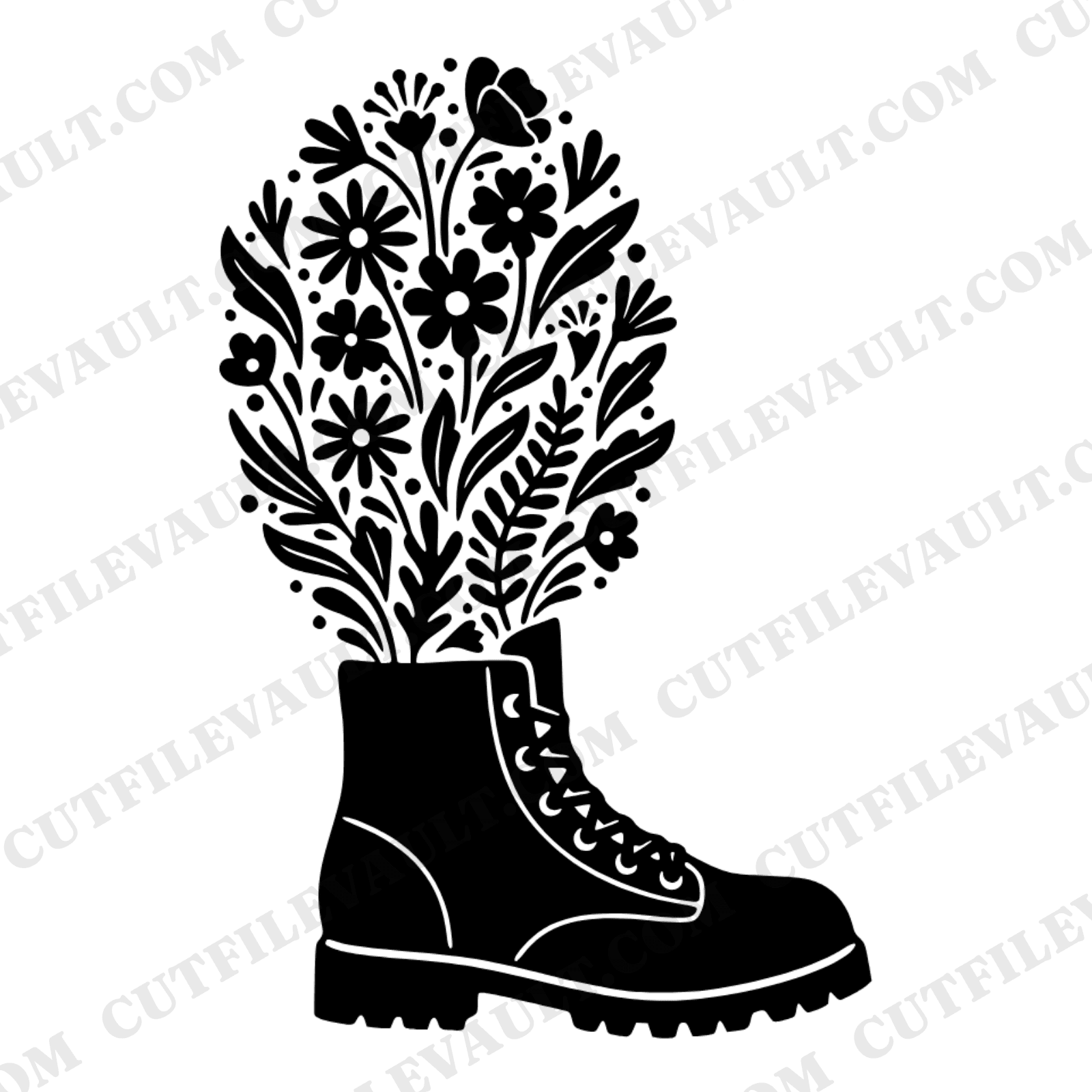 Retro Hiking Boot Wildflower SVG PNG, 70s Boho Trail Mix Day Cut File, Vintage Nature Adventure