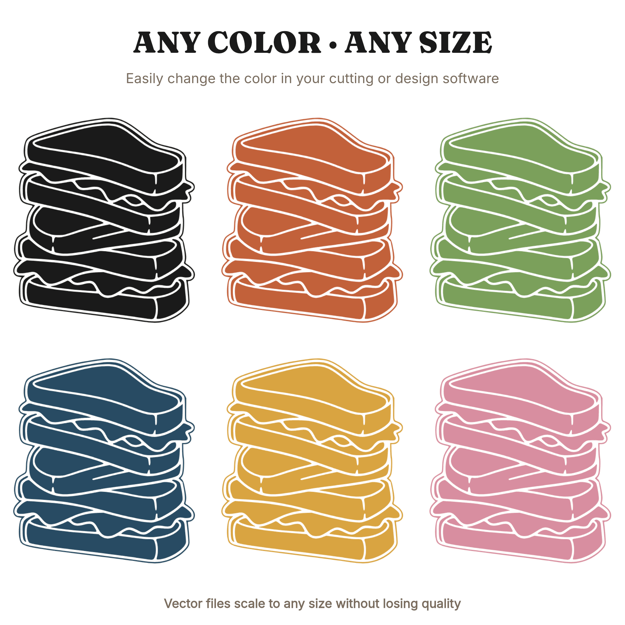 Boho Stacked Sandwich Tower SVG PNG, Lunchbox Silhouette Cut File, Back to School Kitchen Decal, view 2