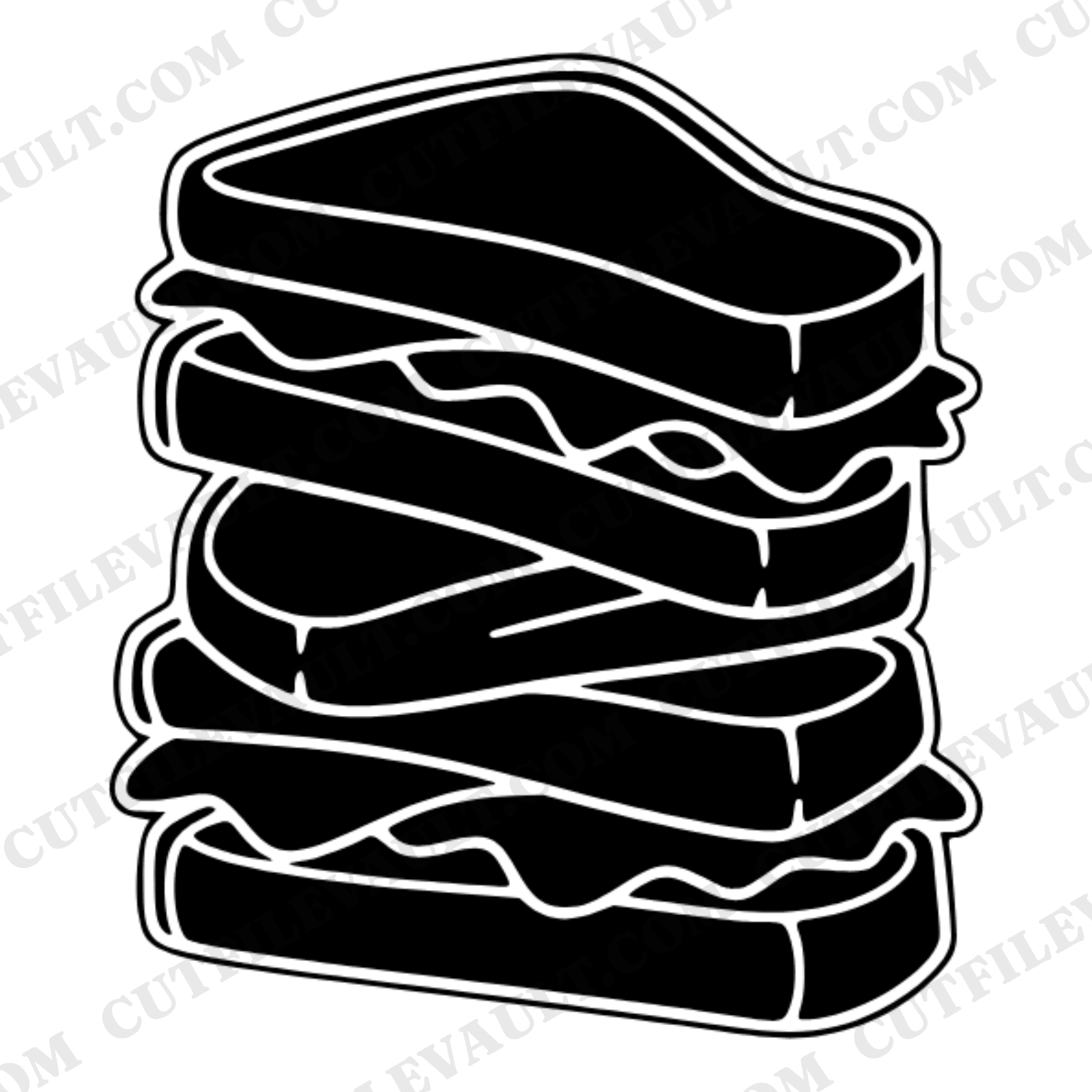 Boho Stacked Sandwich Tower SVG PNG, Lunchbox Silhouette Cut File, Back to School Kitchen Decal, view 1