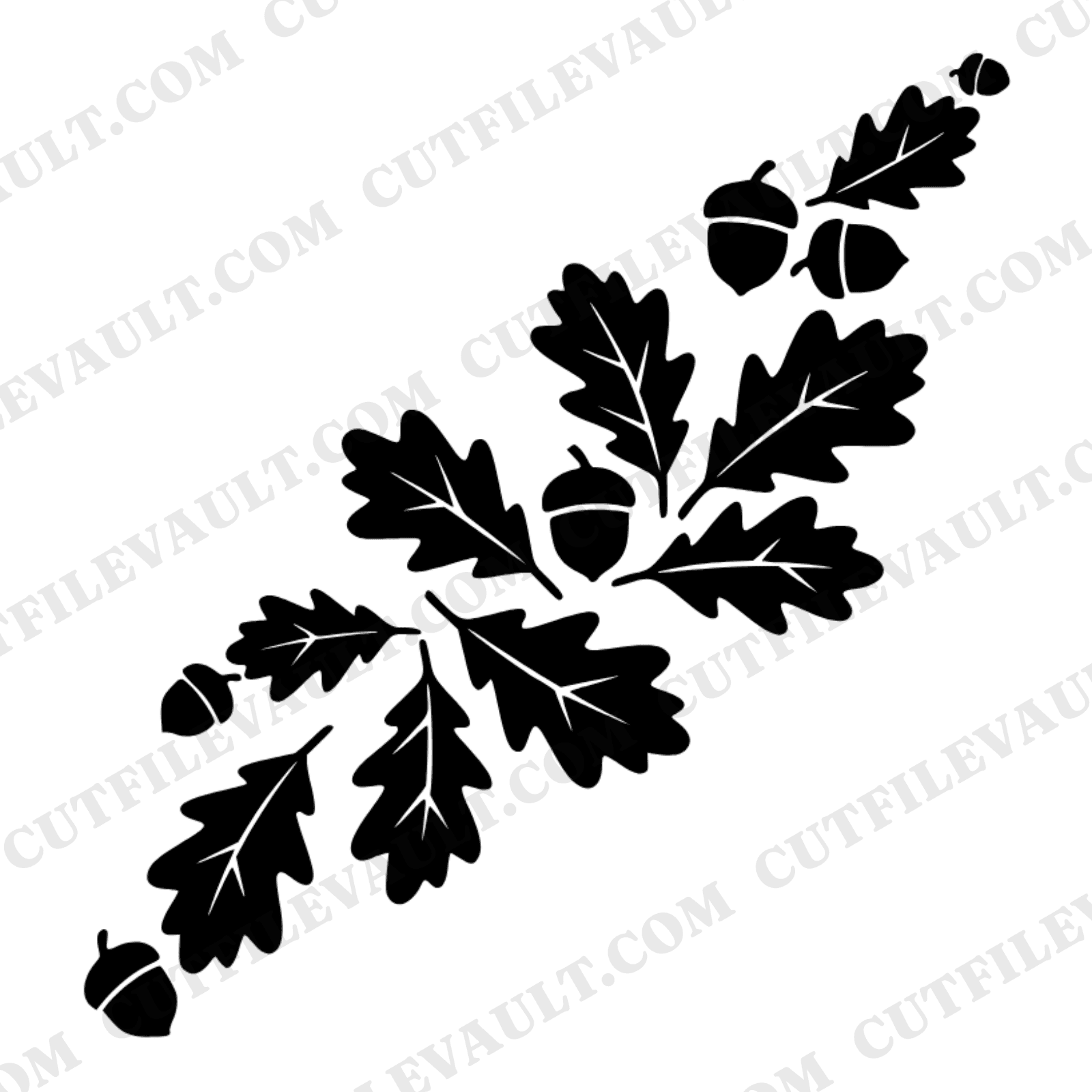 Autumn Oak Leaves and Acorns SVG PNG, Fall Diagonal Cascade Cut File, Mid Century Seasonal Decor, view 1