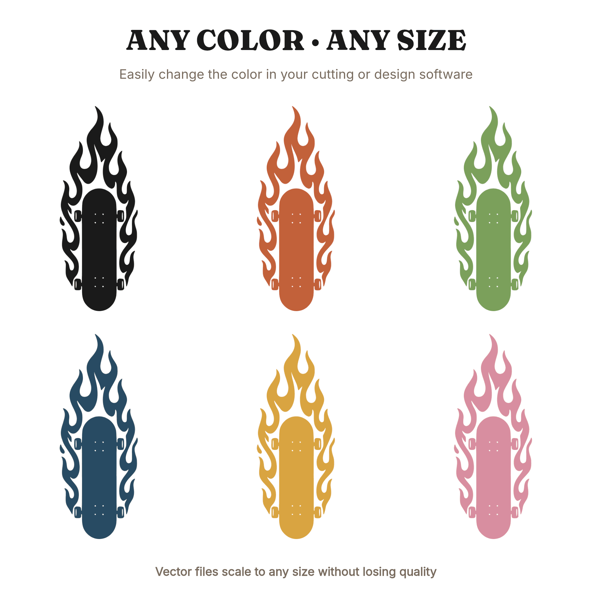 Back to School Skateboard Flame SVG PNG, Rebel Skate Silhouette Cut File, Locker Decal Design, view 2