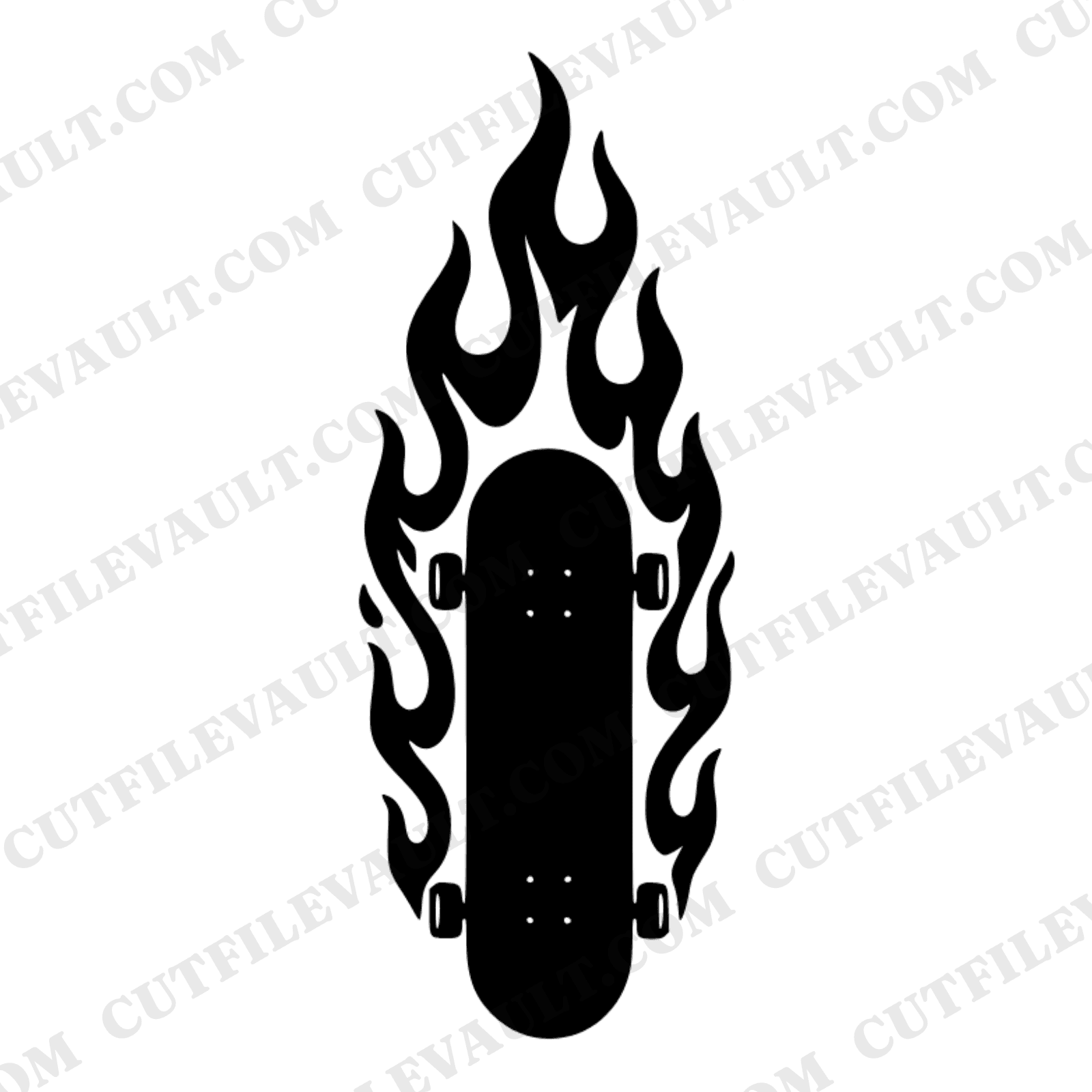 Back to School Skateboard Flame SVG PNG, Rebel Skate Silhouette Cut File, Locker Decal Design, view 1