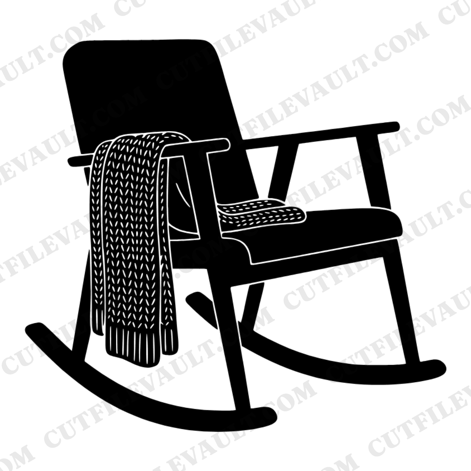 Farmhouse Rocking Chair SVG, Cozy Blanket PNG, Grandparents Day Cut File, Mid Century Home Decor, view 1