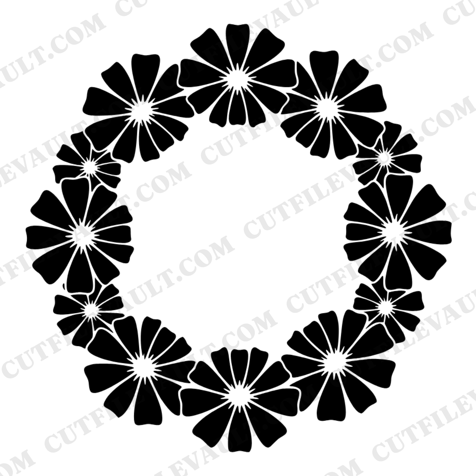 Dia de los Muertos Marigold Wreath SVG PNG, Circular Flower Crown Overhead View Cut File, view 1