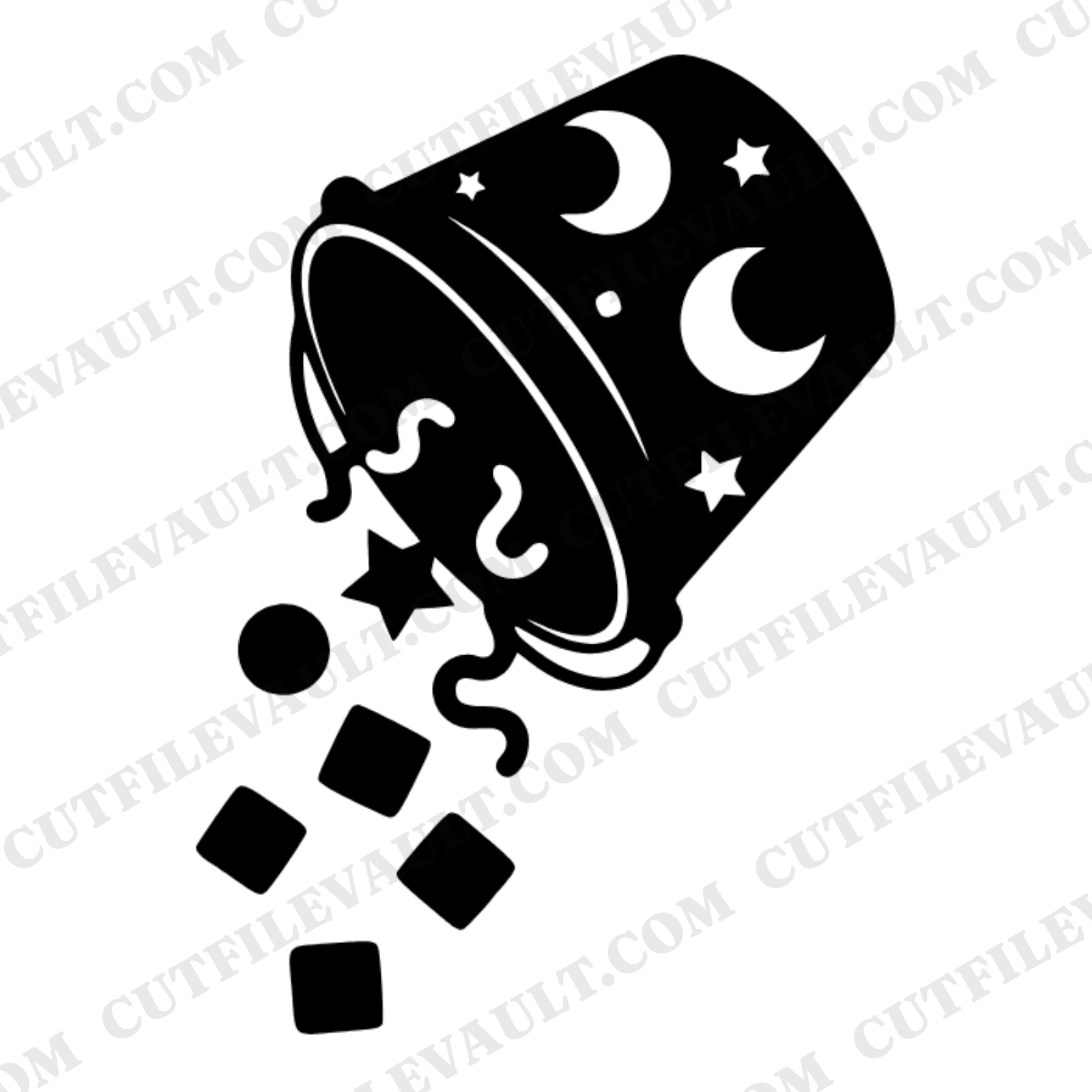 Celestial Trick or Treat Bucket SVG PNG, Halloween Candy Bucket with Stars Moons, Mystical Halloween, view 1