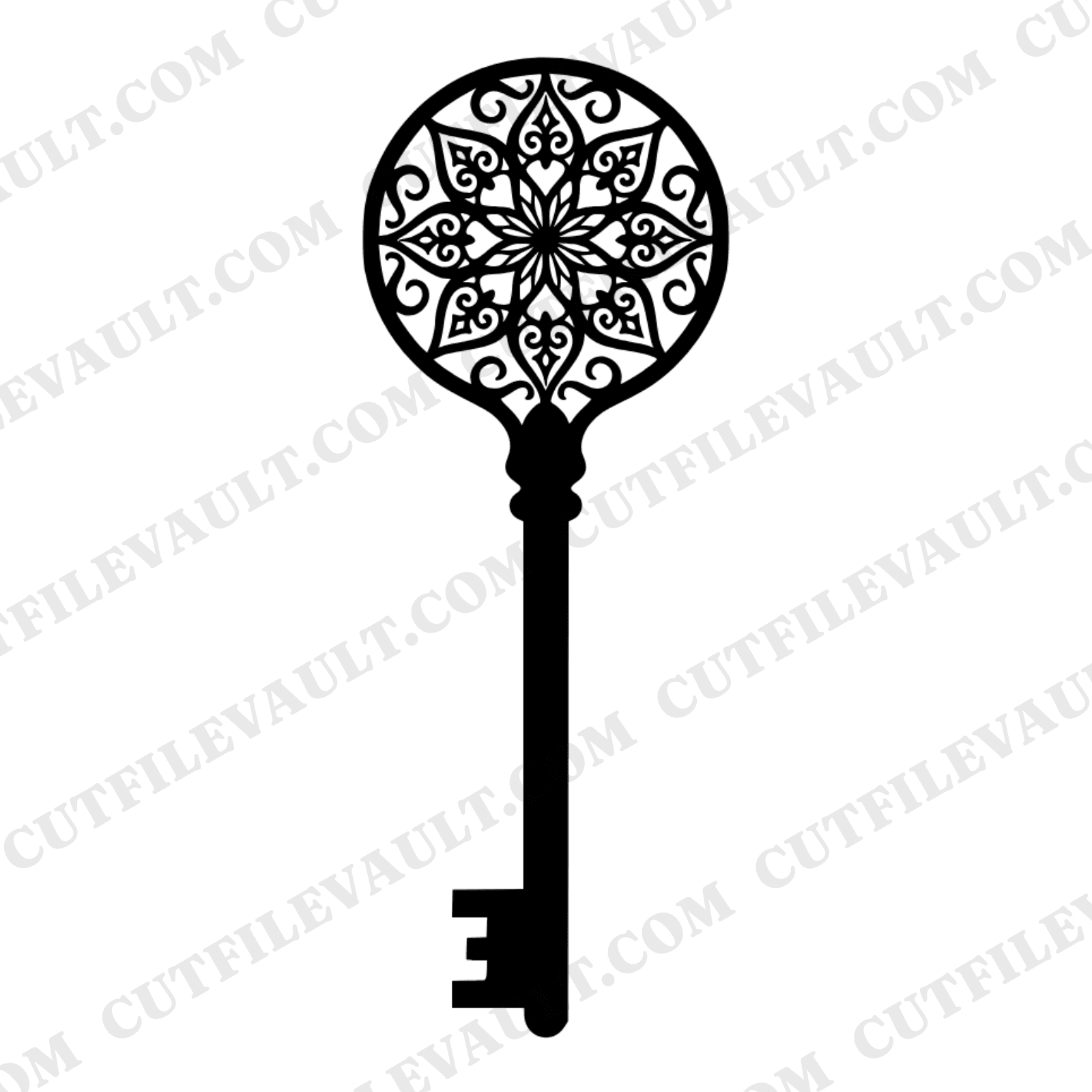 Vintage Skeleton Key Mandala SVG PNG, Boho Grandparents Day Cut File, Heirloom Family Legacy Design, view 1