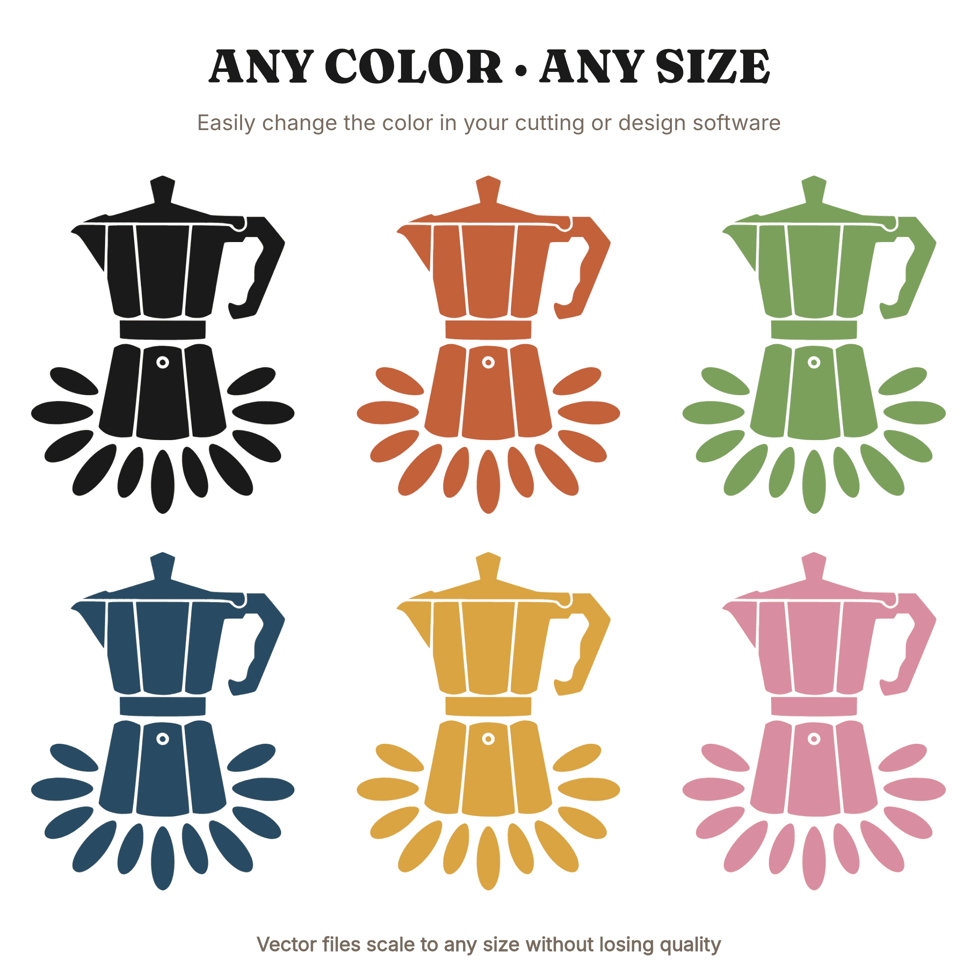 Moka Pot Coffee Bean Burst SVG PNG, National Coffee Day Cut File, Brutalist Coffee Design, view 2