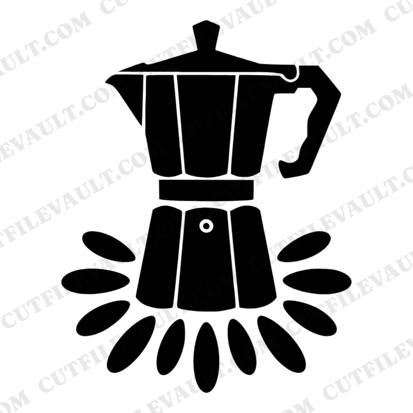 Moka Pot Coffee Bean Burst SVG PNG, National Coffee Day Cut File, Brutalist Coffee Design, view 1