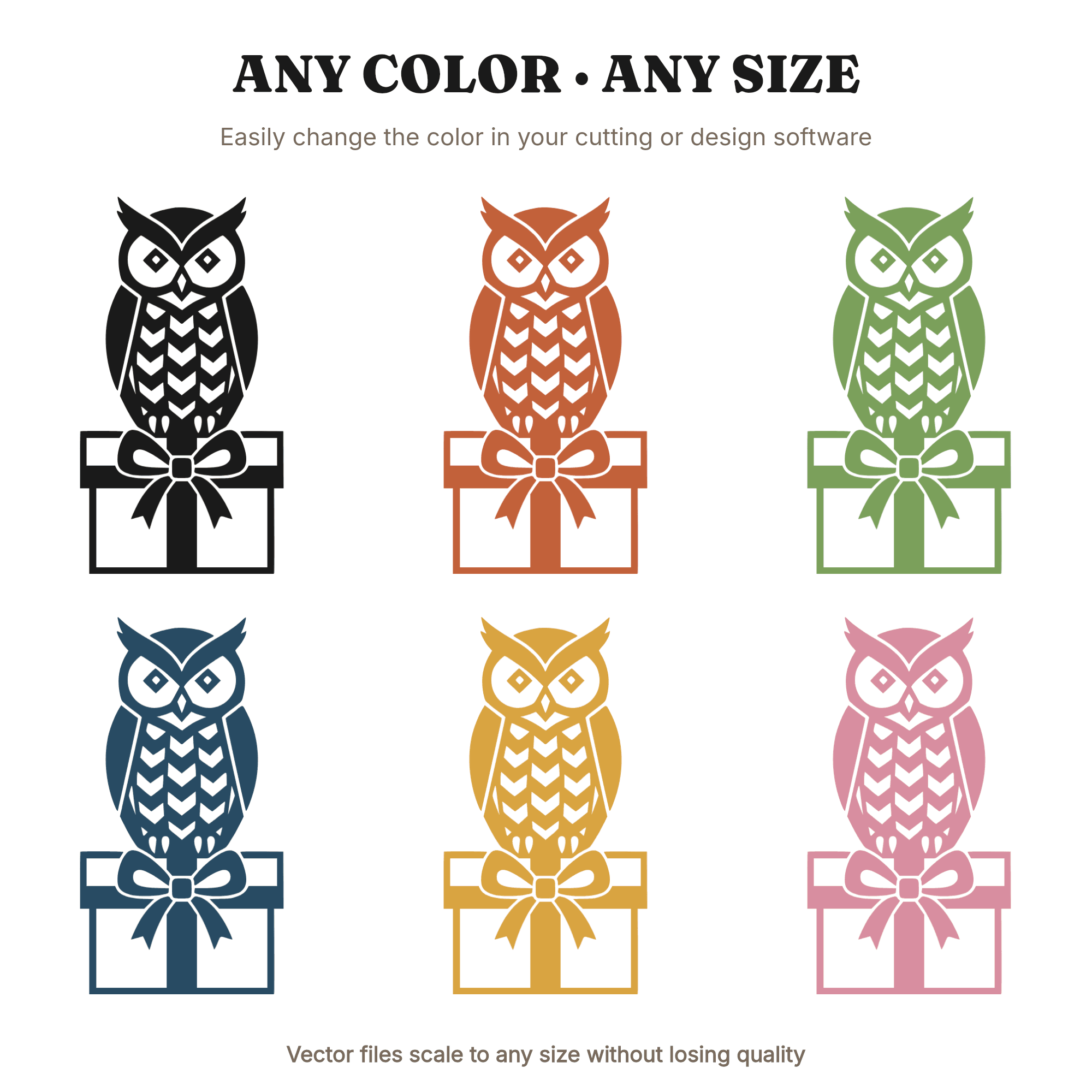 Art Deco Owl on Gift Box SVG PNG, Christmas Owl Cut File, Geometric Holiday Ornament Design, view 2