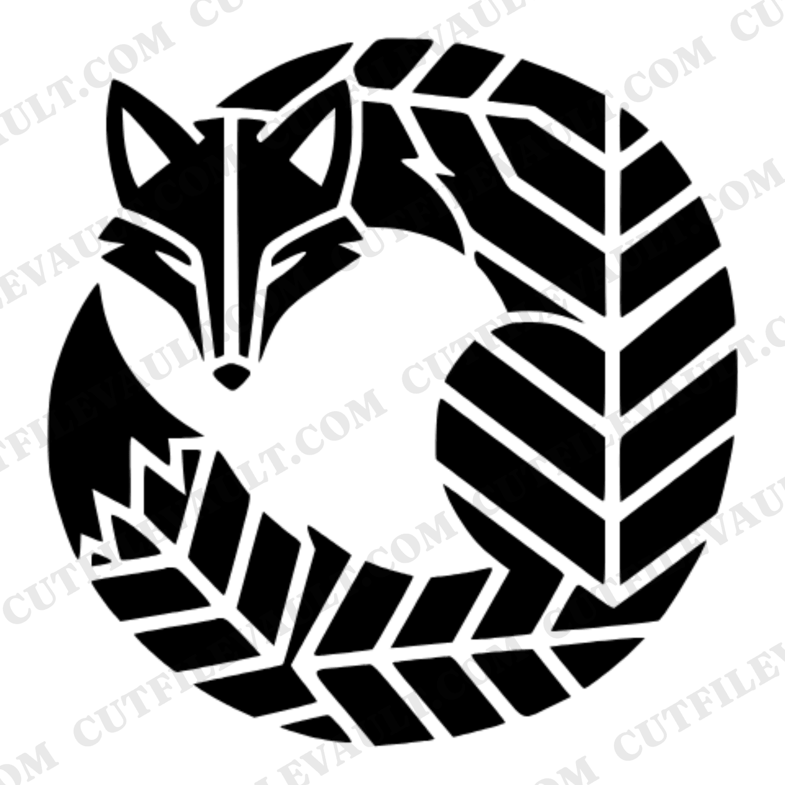 Arctic Fox Wreath SVG, Art Deco Christmas PNG, Geometric Winter Woodland Cut File for Cricut, view 1