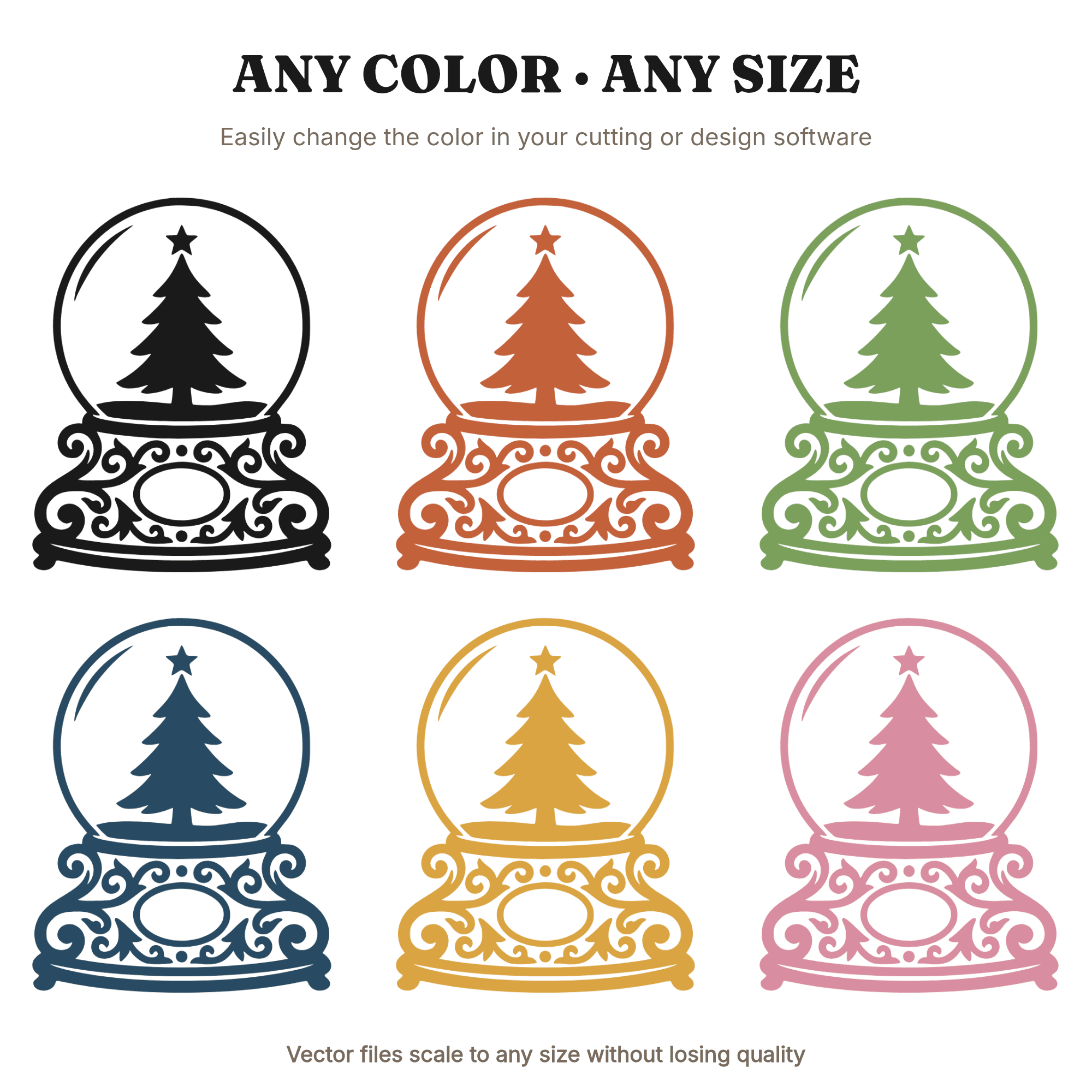 Celestial Christmas Snow Globe SVG, Monogram Base PNG, Mystical Winter Silhouette Cut File, view 2