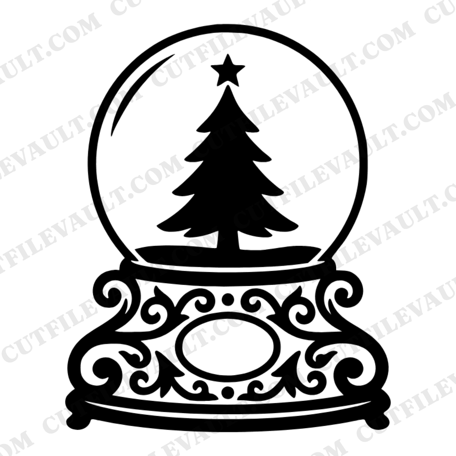 Celestial Christmas Snow Globe SVG, Monogram Base PNG, Mystical Winter Silhouette Cut File, view 1