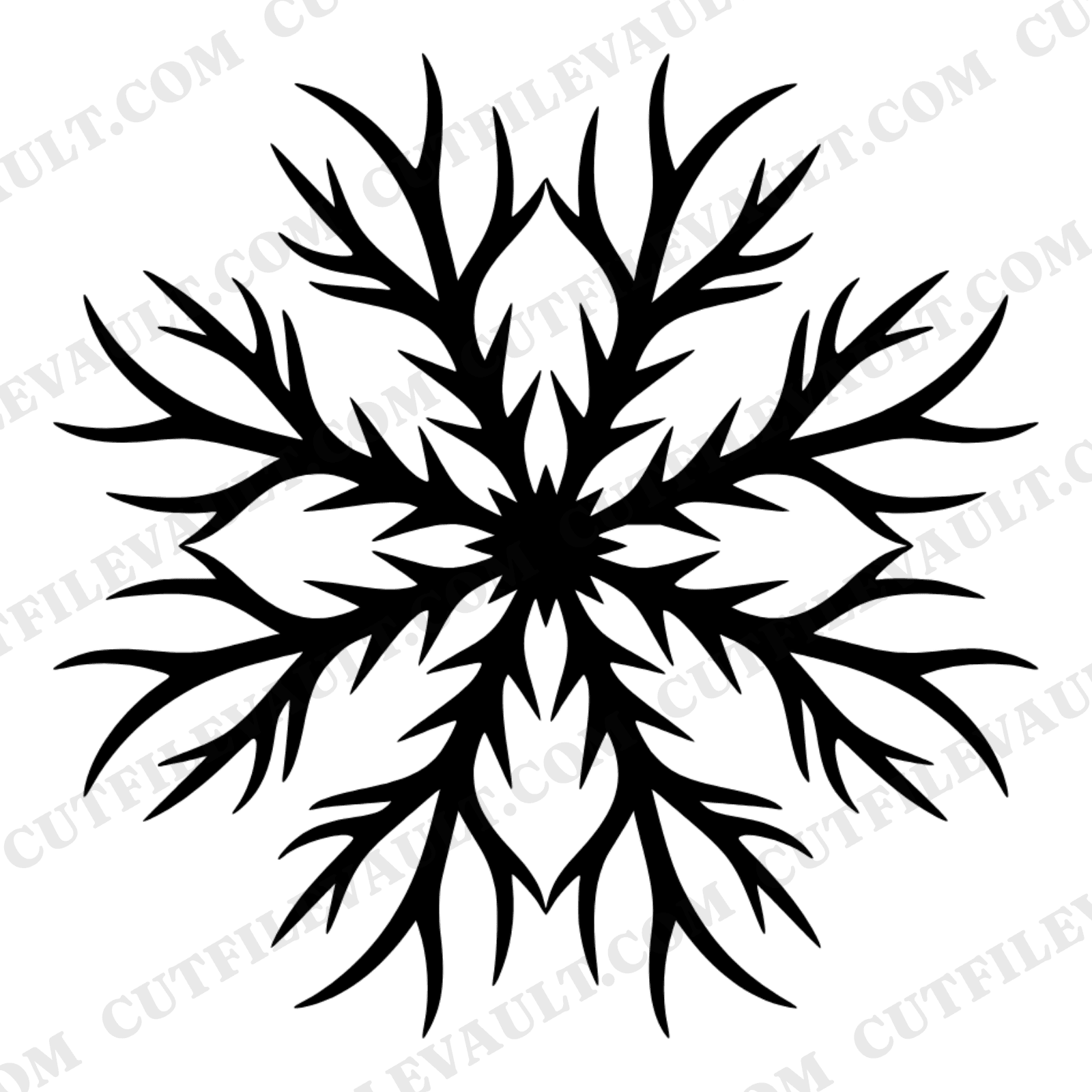 Retro Reindeer Antler SVG PNG, Overhead Starburst View, 70s Christmas Monogram Frame Cut File, view 1
