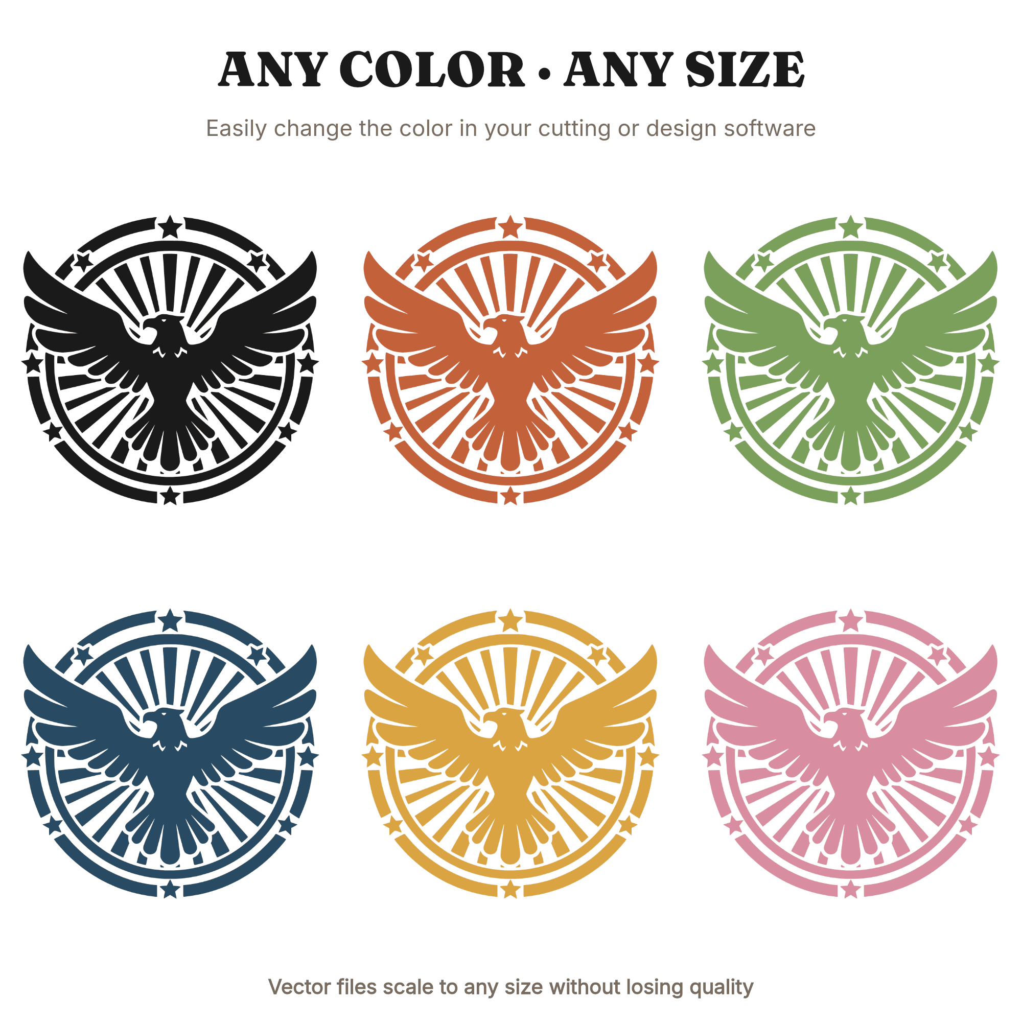 Labor Day Eagle SVG PNG, Art Deco Patriotic Emblem Cut File, Abstract Bald Eagle Flight Design, view 2