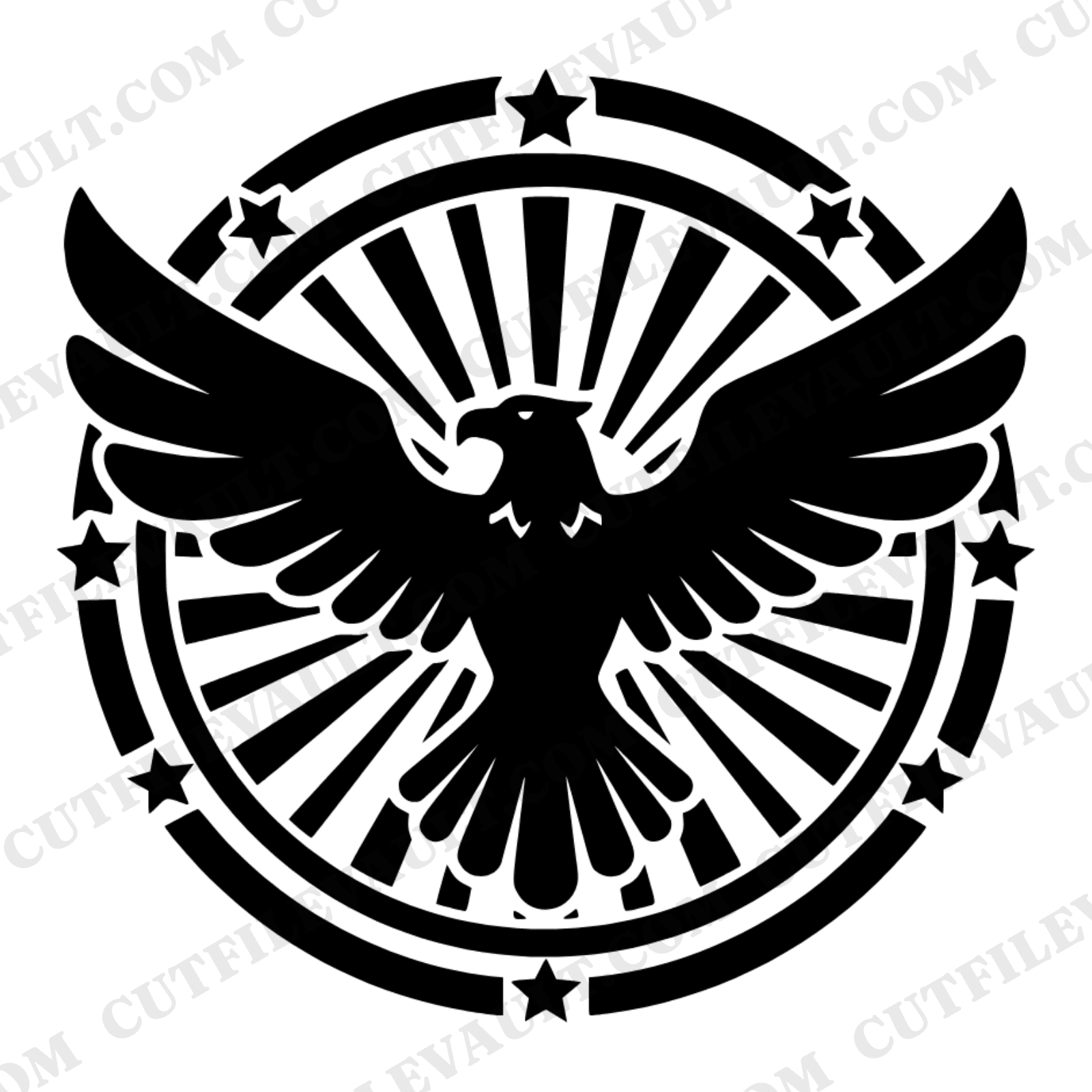 Labor Day Eagle SVG PNG, Art Deco Patriotic Emblem Cut File, Abstract Bald Eagle Flight Design, view 1