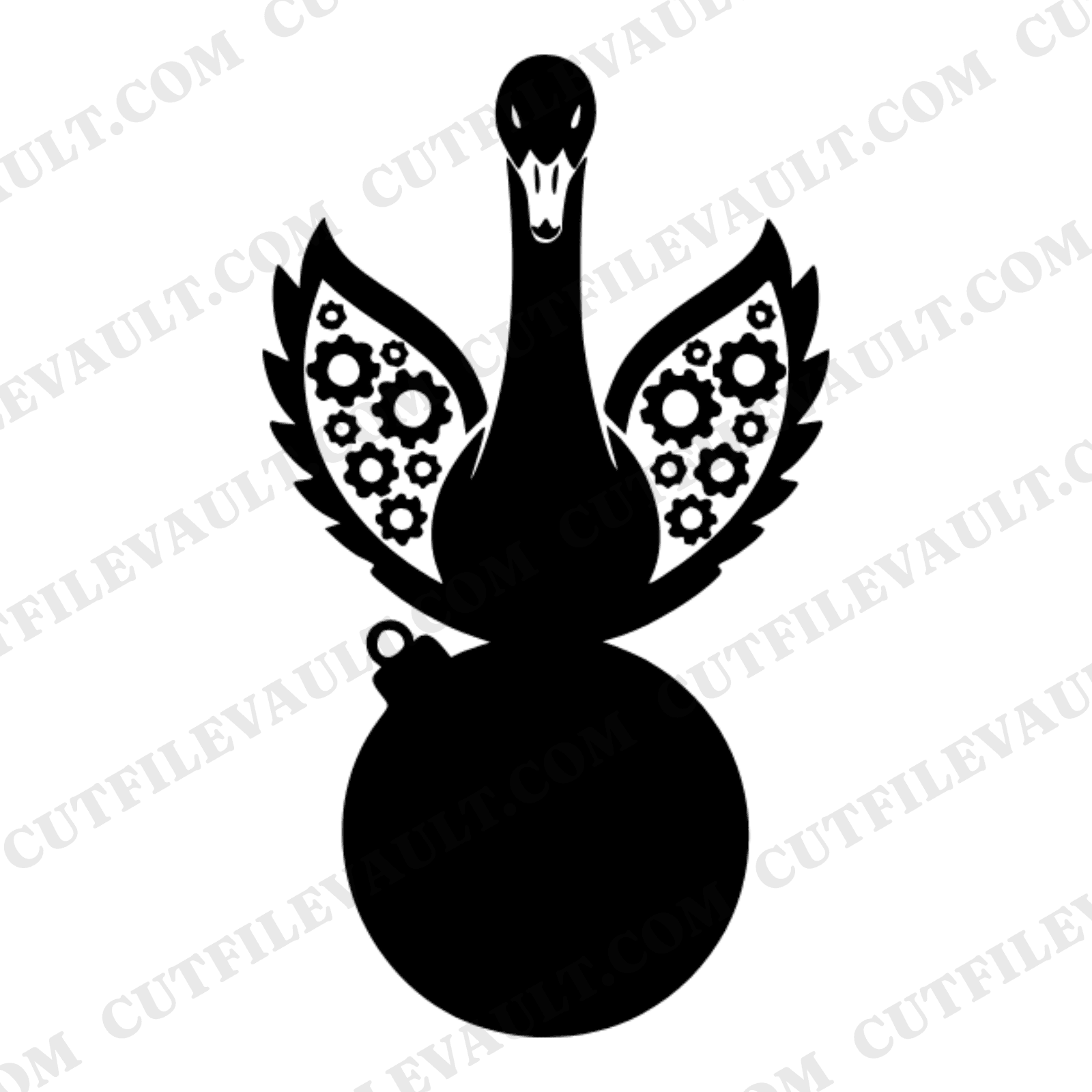 Christmas Swan Ornament SVG PNG, Steampunk Gear Holiday Cut File, Cottagecore Winter Bird Design