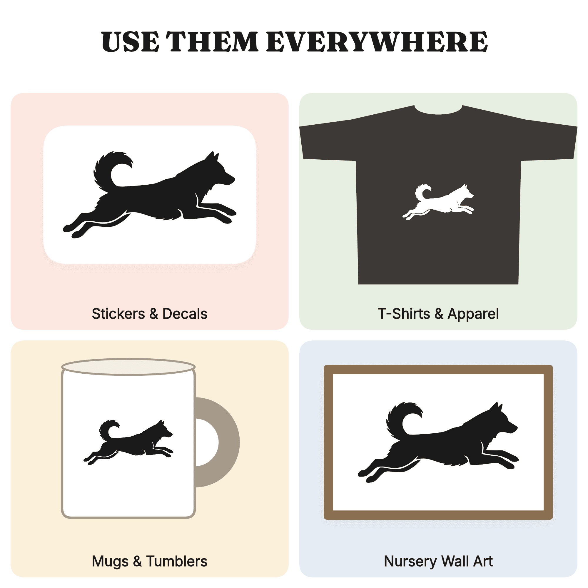 Christmas Husky Leaping SVG PNG, Holiday Dog Silhouette Cut File, Festive Pet Mascot Design, view 3