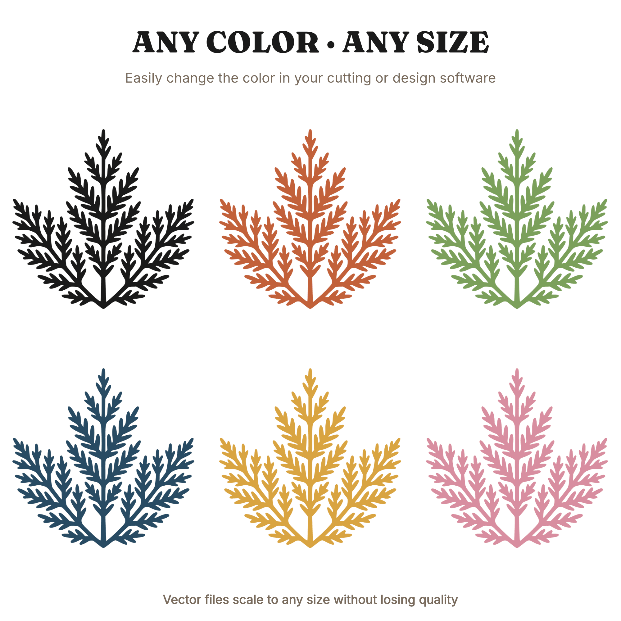 Retro Cedar Bough Starburst SVG PNG, Vintage 70s Evergreen Branch Stack Cut File, Cottagecore Christmas, view 2