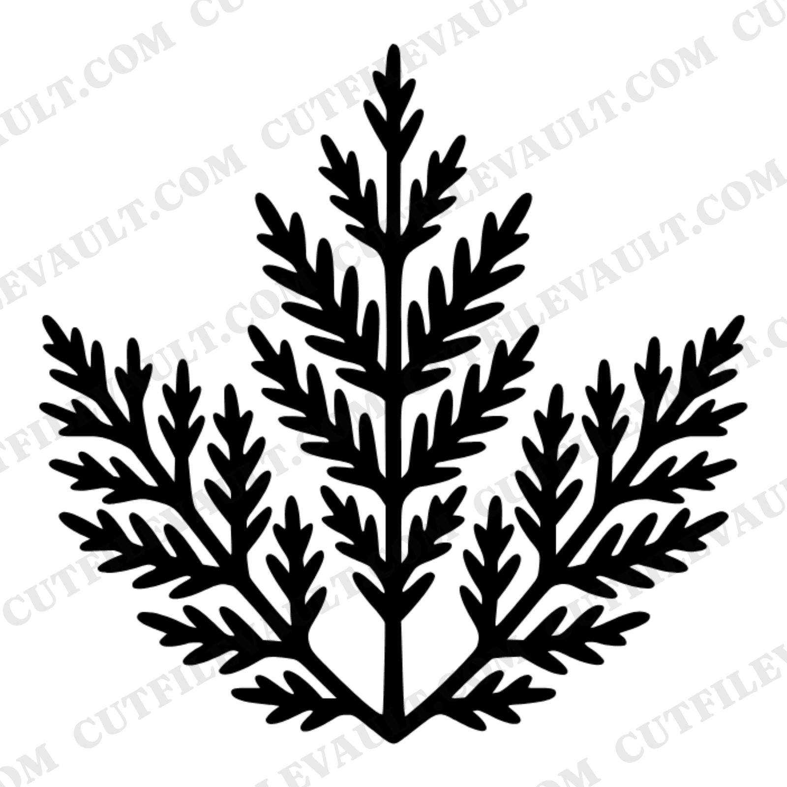 Retro Cedar Bough Starburst SVG PNG, Vintage 70s Evergreen Branch Stack Cut File, Cottagecore Christmas, view 1