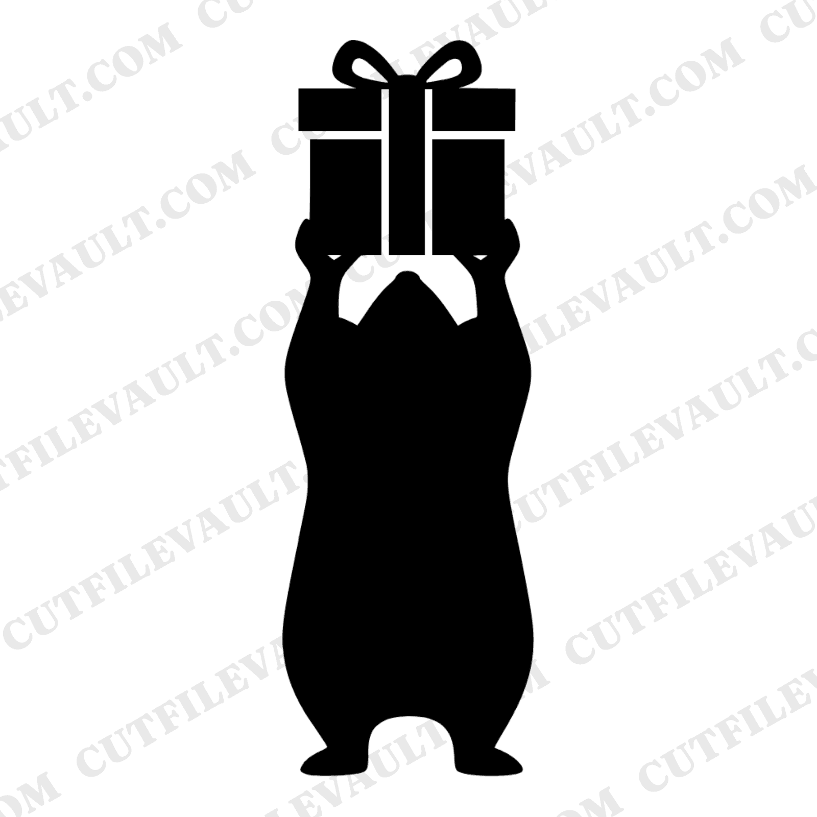 Triumphant Mouse Holding Gift SVG PNG, Christmas Mouse Silhouette Cut File, Woodland Holiday Design