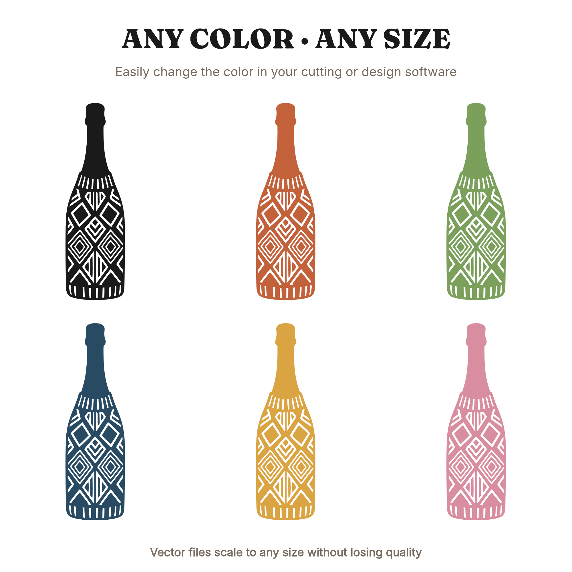 Art Deco Champagne Bottle SVG, Cable Knit Sleeve PNG, New Year Christmas Cut File Design, view 2