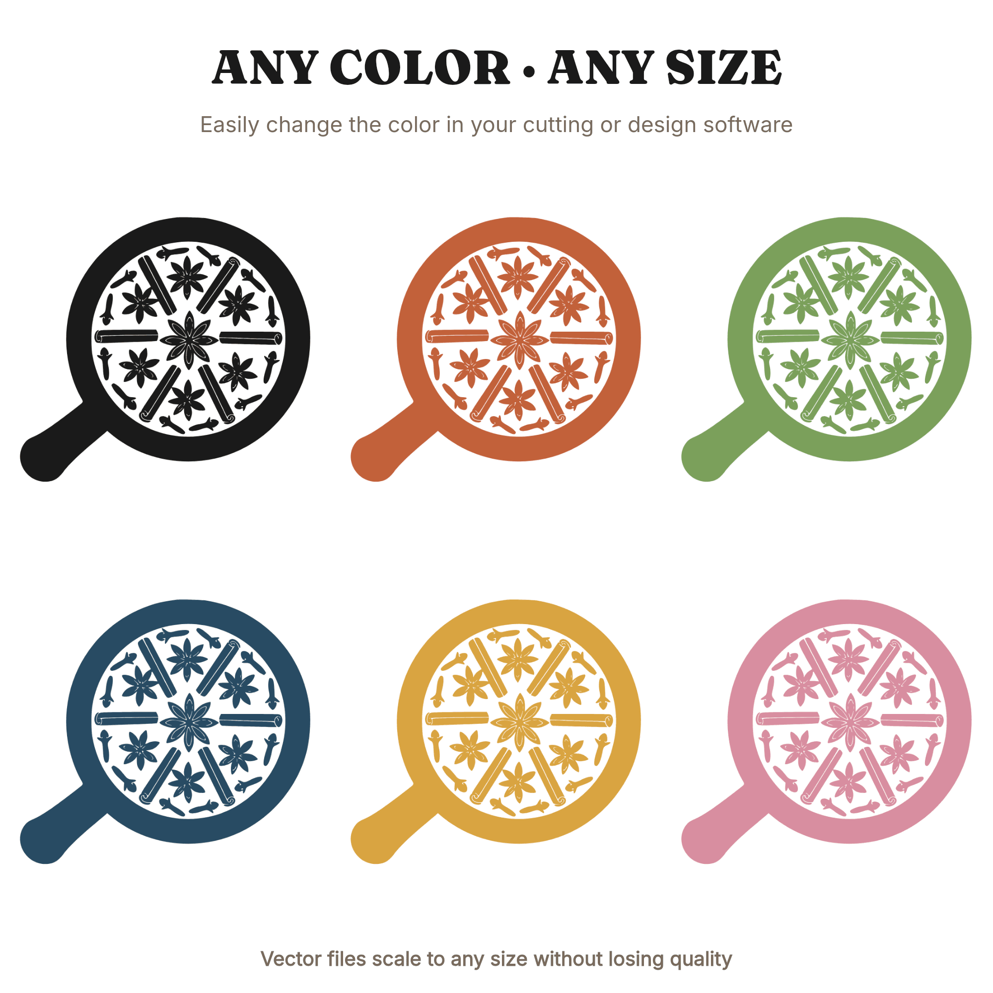 Christmas Spice Mortar SVG PNG, Vintage Pestle Botanical Overhead View, Holiday Kitchen Cut File, view 2