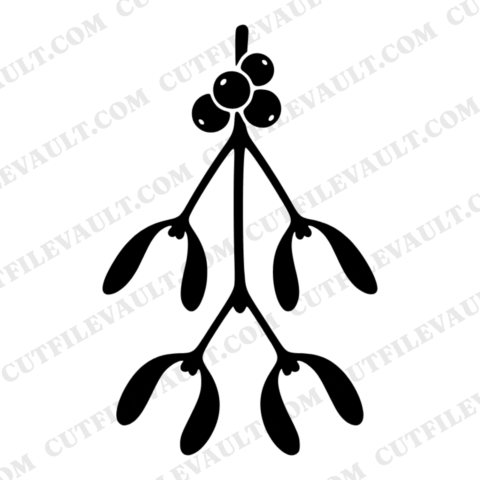 Mistletoe SVG, Kissing Bough Sprig PNG, Upside Down Christmas Mistletoe Cut File, Boho Holiday SVG, view 1
