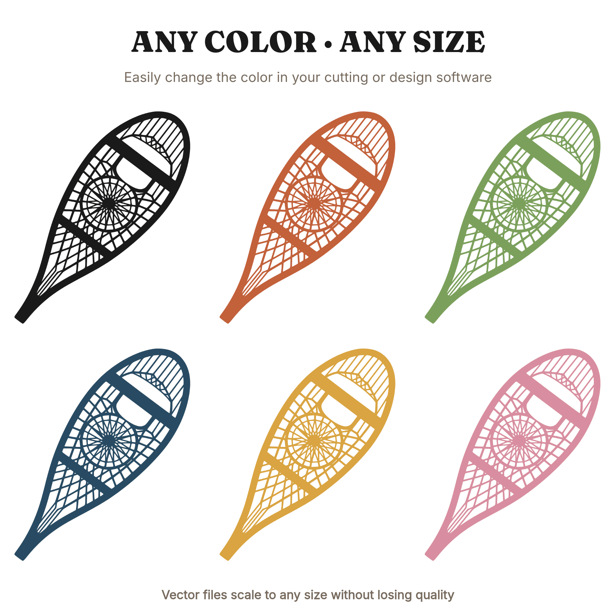 Vintage Snowshoe SVG PNG, Scandinavian Winter Decor Cut File, Radial Lattice Medallion Design, view 2