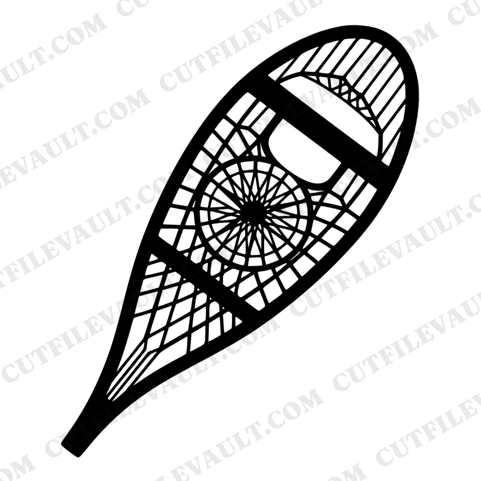 Vintage Snowshoe SVG PNG, Scandinavian Winter Decor Cut File, Radial Lattice Medallion Design, view 1