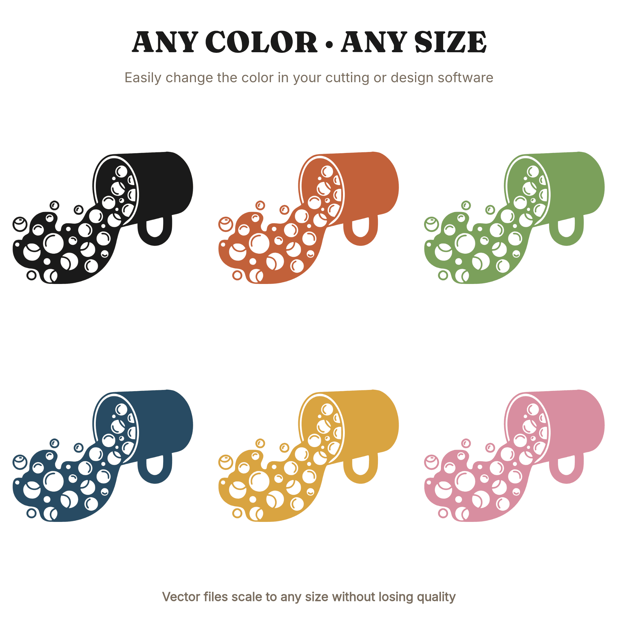 Tilted Cocoa Mug SVG, Spilling Marshmallows PNG, Y2K Hot Chocolate Line Art Cut File, view 2