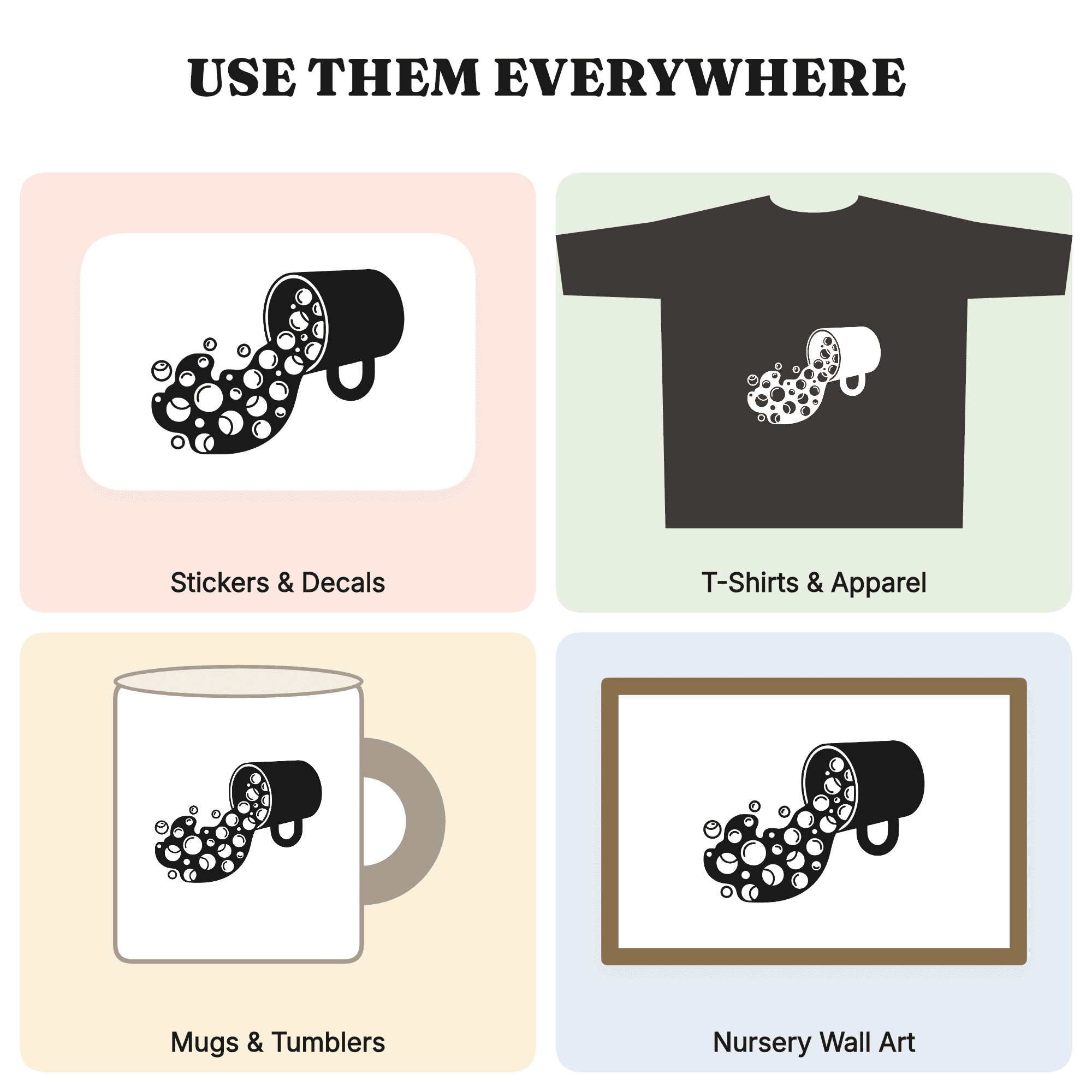 Tilted Cocoa Mug SVG, Spilling Marshmallows PNG, Y2K Hot Chocolate Line Art Cut File, view 3