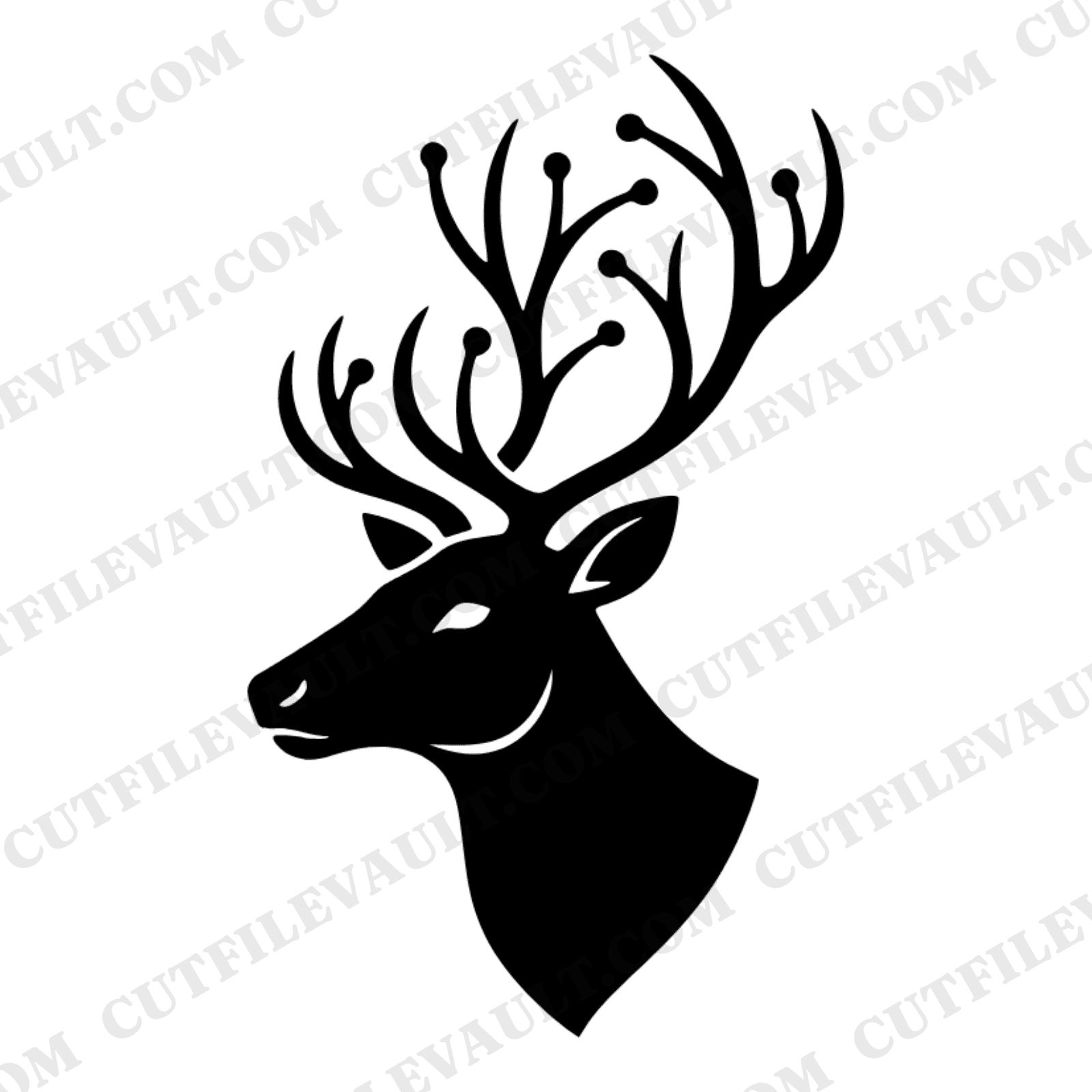 Botanical Reindeer Profile SVG, Mid Century Modern Christmas Silhouette PNG, Holiday Cut File, view 1