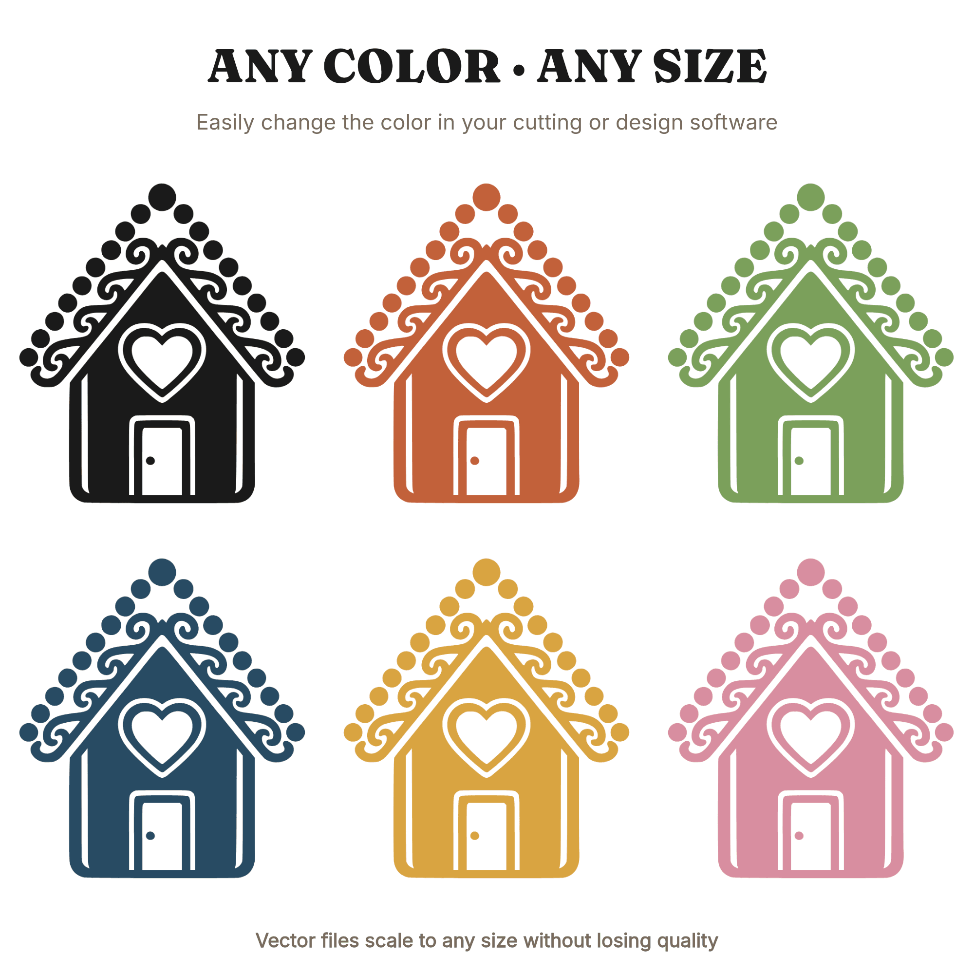Gingerbread House SVG, Scandinavian Folk Art Christmas Silhouette PNG, Farmhouse Holiday Cut File, view 2