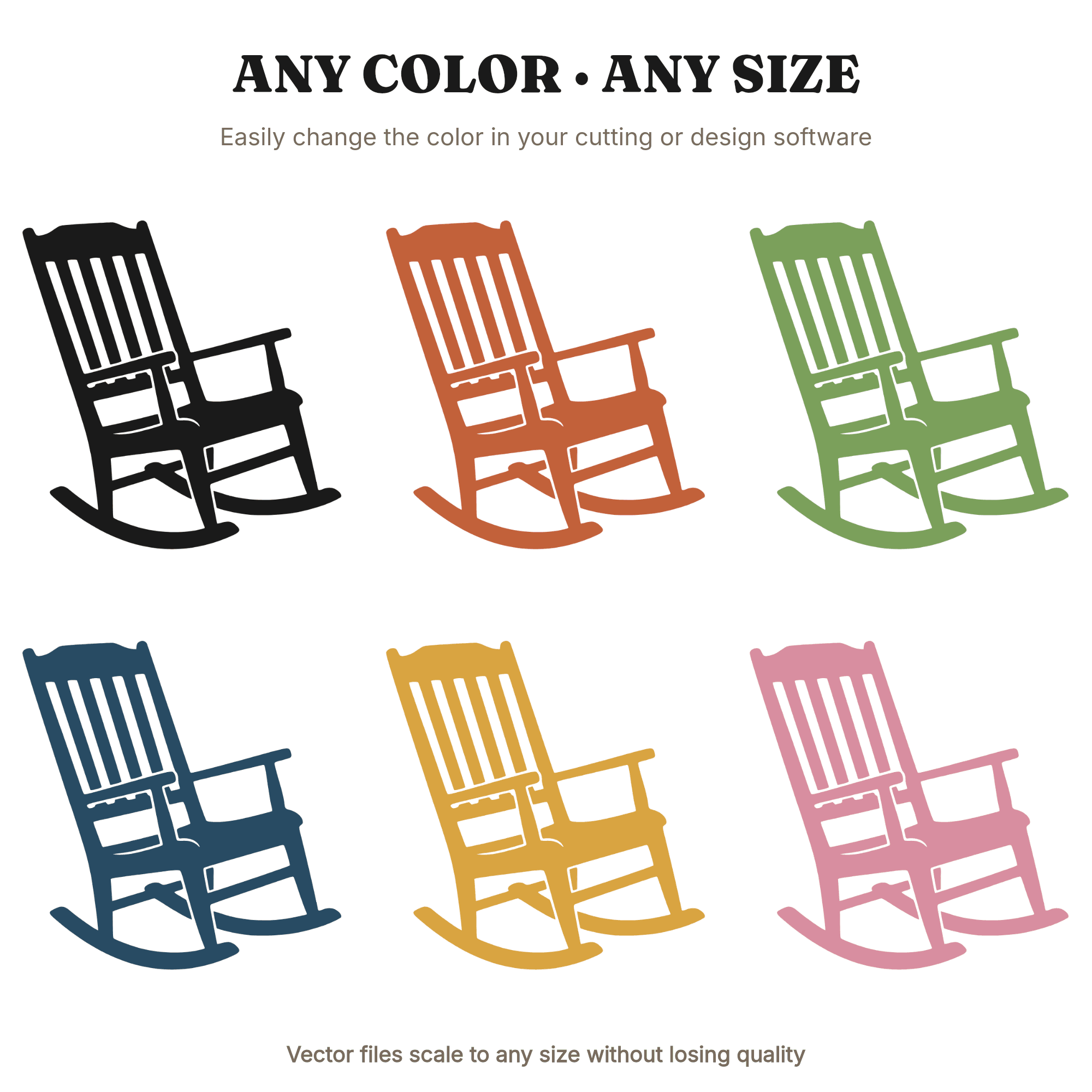 Grandparents Day Rocking Chair SVG PNG, Retro 70s Silhouette Cut File for Crafts and Cards, view 2