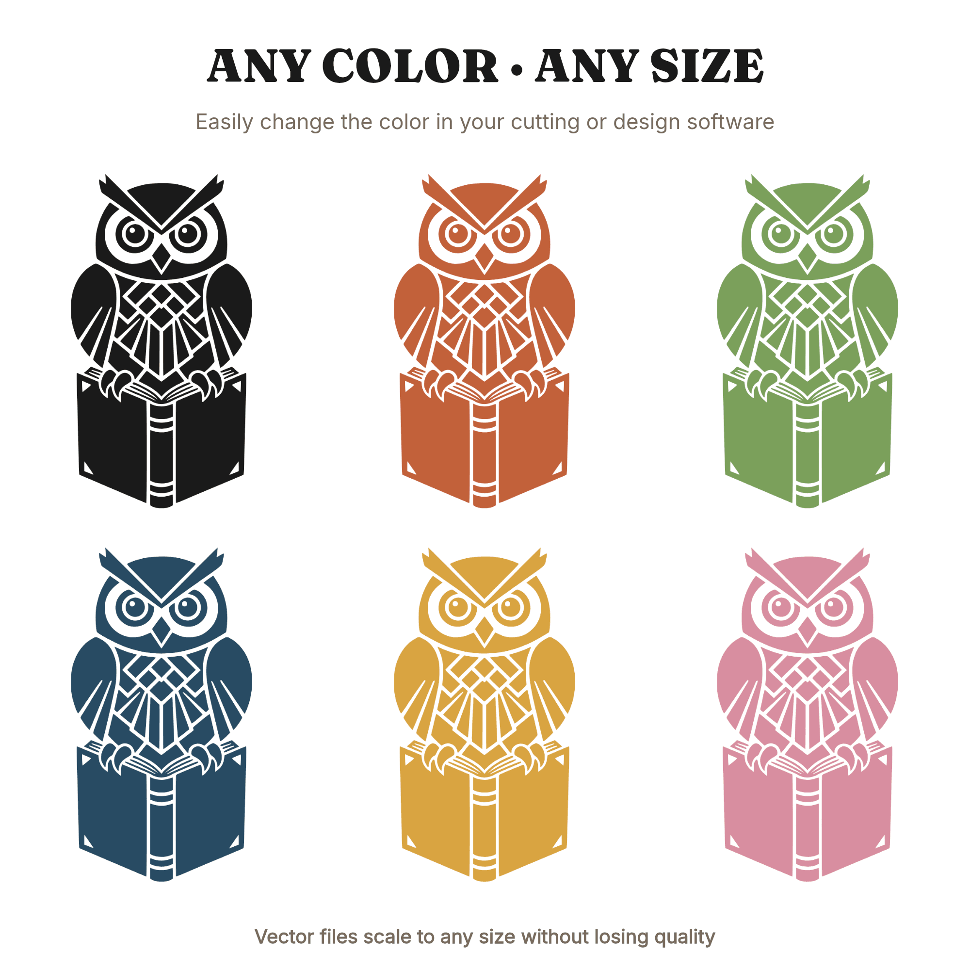 Art Deco Owl SVG, Wise Owl with Book PNG, Back to School Cut File, Geometric Owl Clipart, view 2