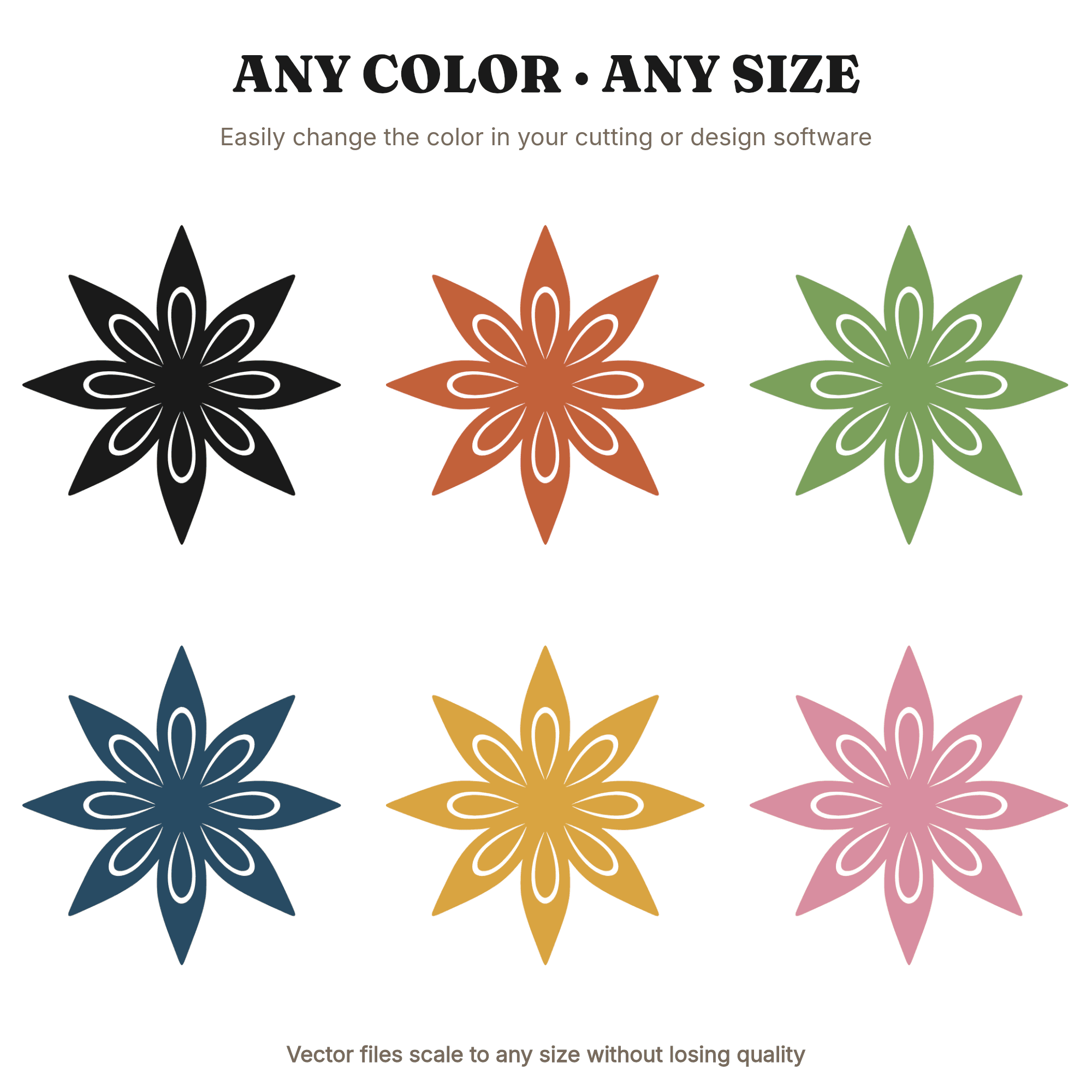 Star Anise SVG PNG, Mid Century Botanical Spice Silhouette, Holiday Kitchen Decor Cut File, view 2