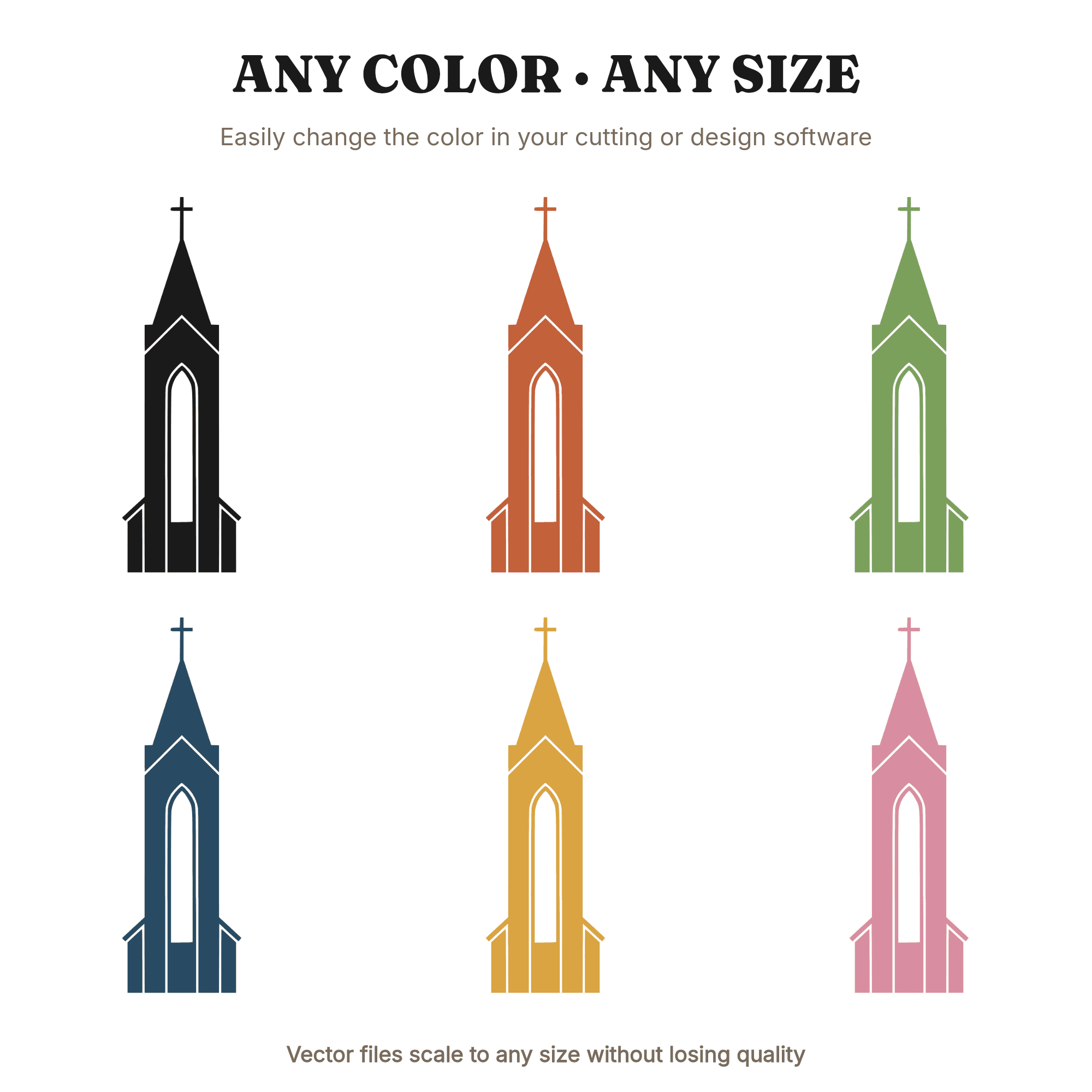 Midnight Mass Church Steeple SVG PNG, Brutalist Christmas Silhouette Cut File, Modern Holiday Decor, view 2