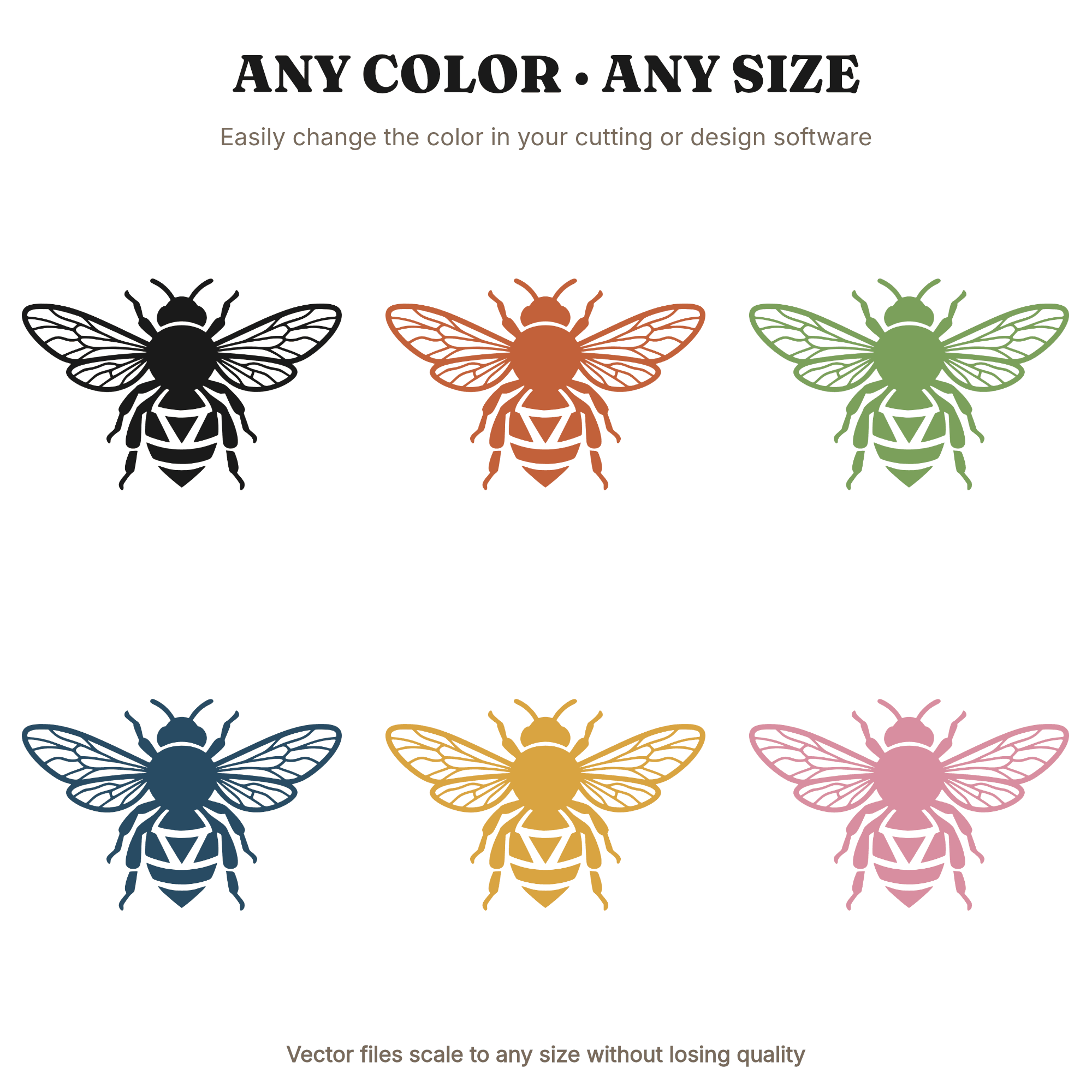 Nordic Honeybee SVG Top View Geometric Bee Silhouette PNG Retro 70s Cut File Honey Bee Day, view 2
