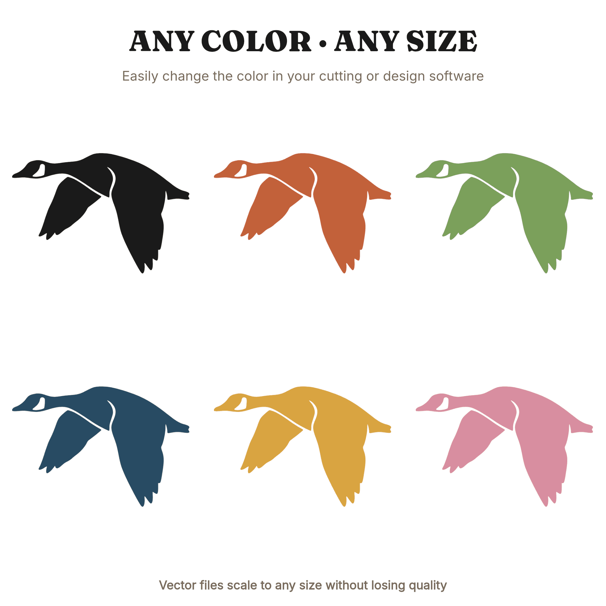 Canada Goose in Flight SVG PNG, Autumn Migration Bird Silhouette Cut File for Farmhouse Decor, view 2