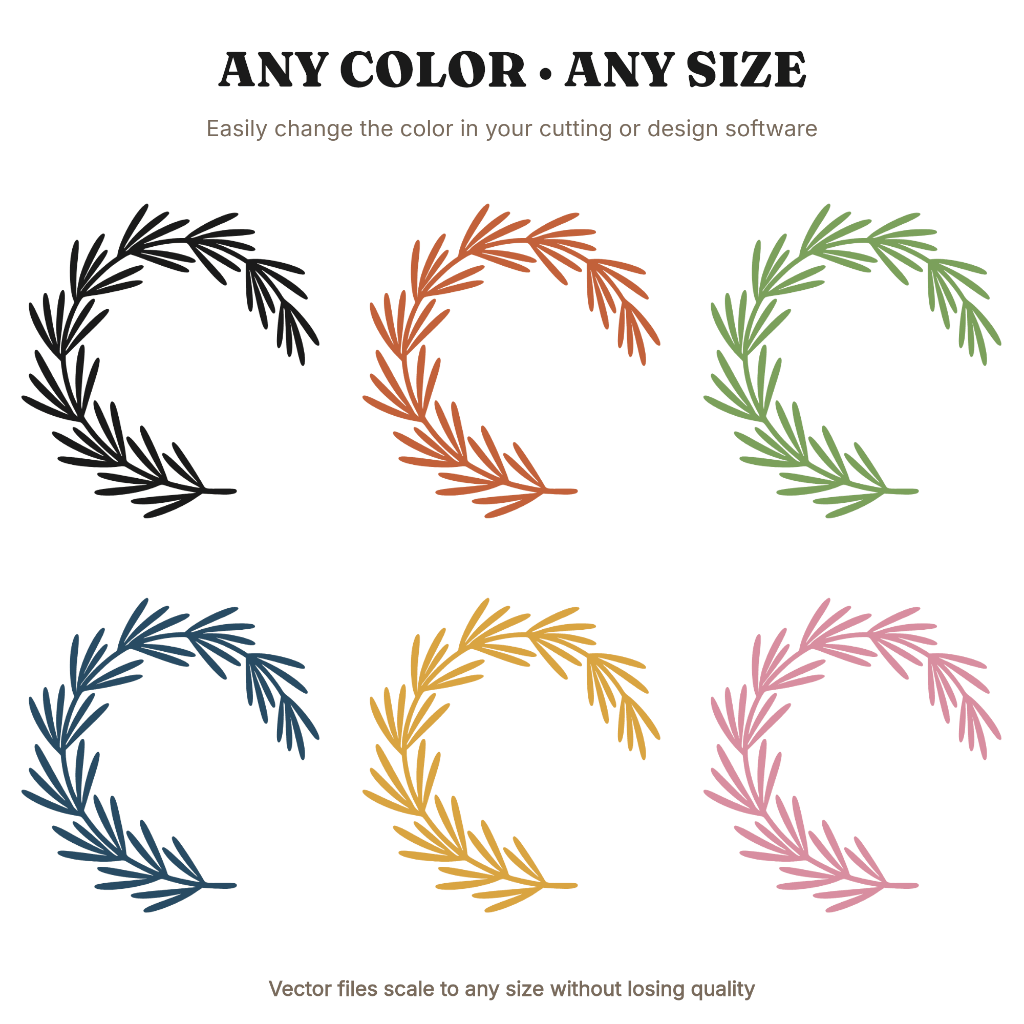 Rosemary Semicircle Wreath SVG PNG, Retro 70s Botanical Herb Cut File, Culinary Christmas Greenery, view 2