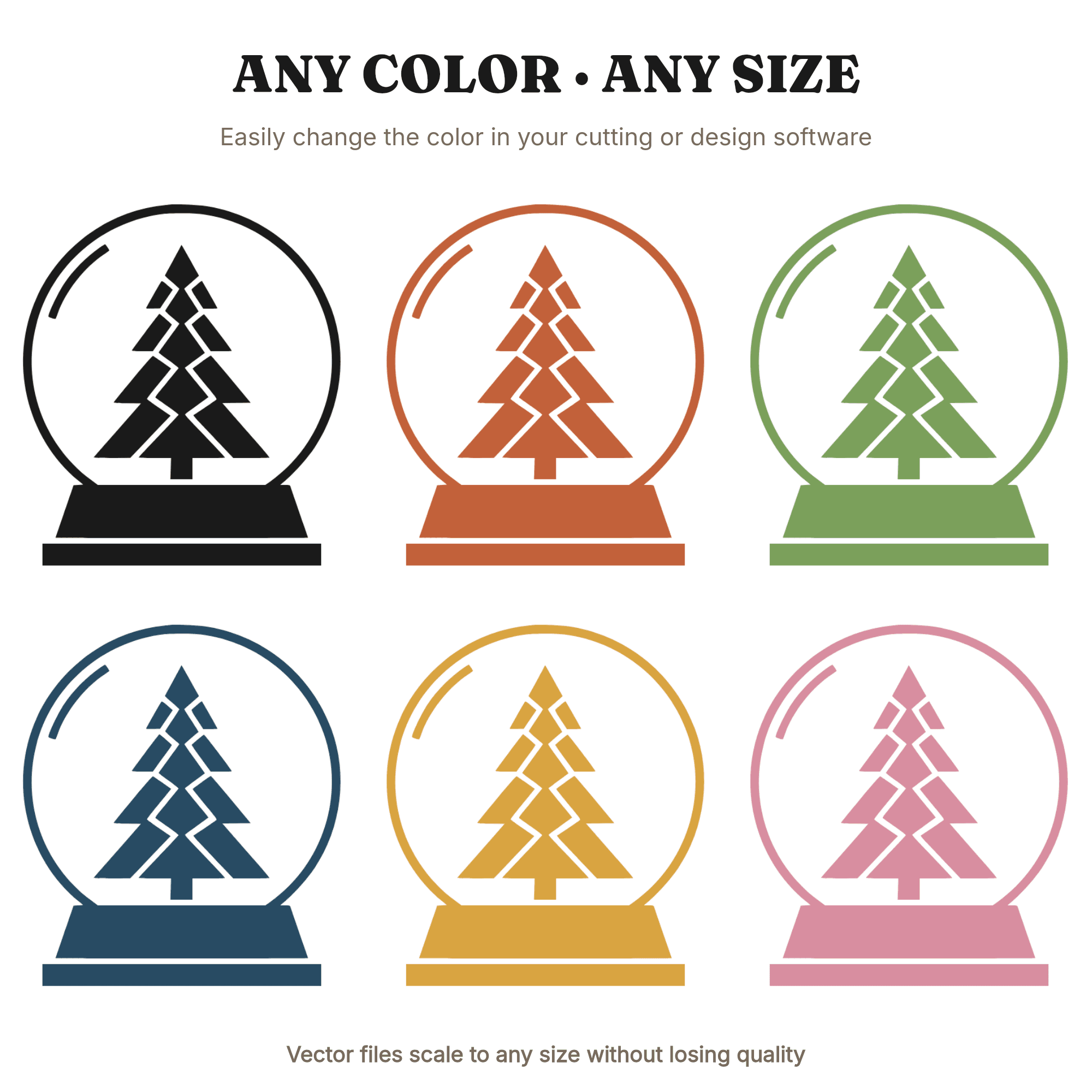 Art Deco Snow Globe SVG, Christmas Tree Silhouette PNG, Geometric Holiday Cut File, view 2