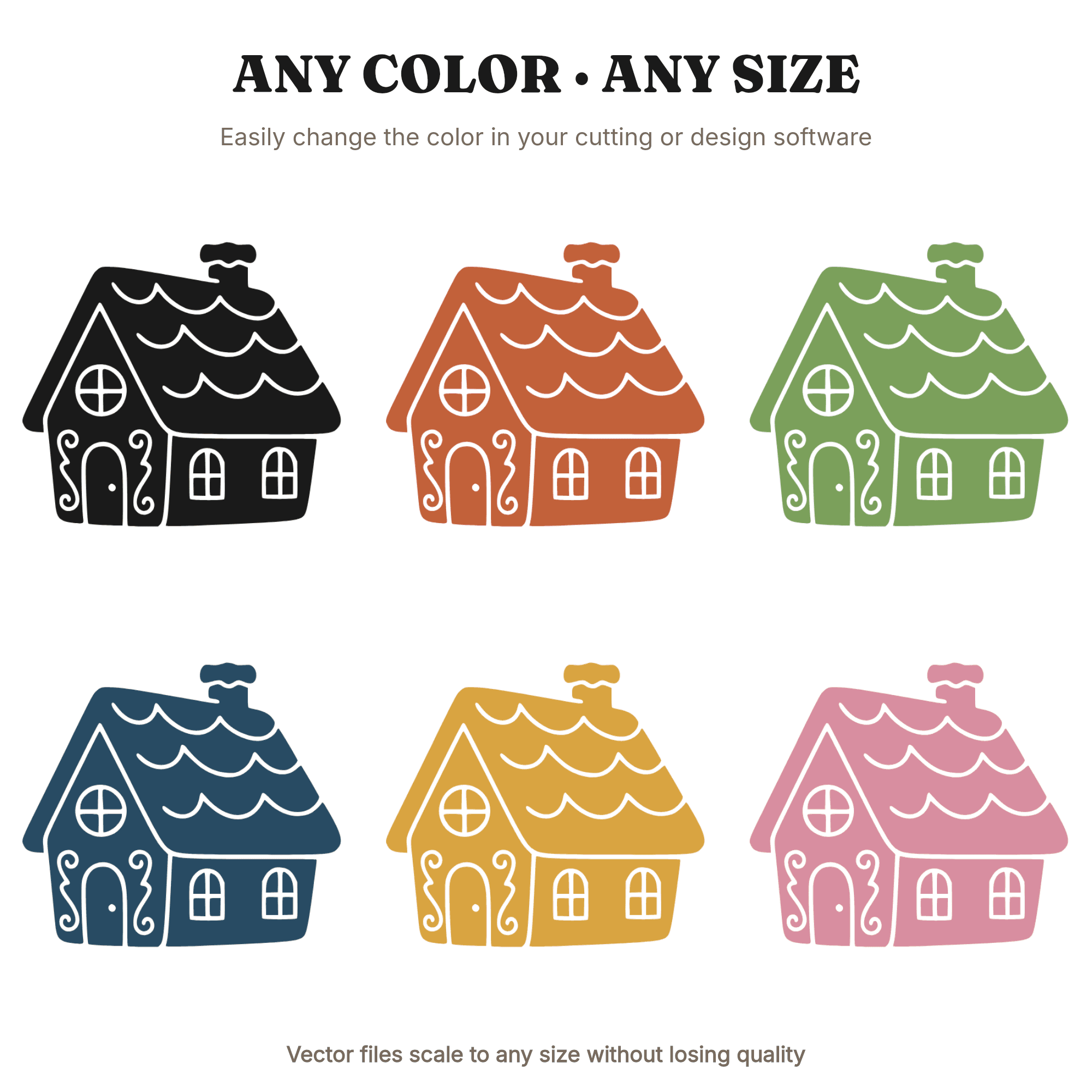 Gingerbread House Mountain Peak SVG PNG, Boho Christmas Silhouette Cut File, Holiday Cottage Decor, view 2