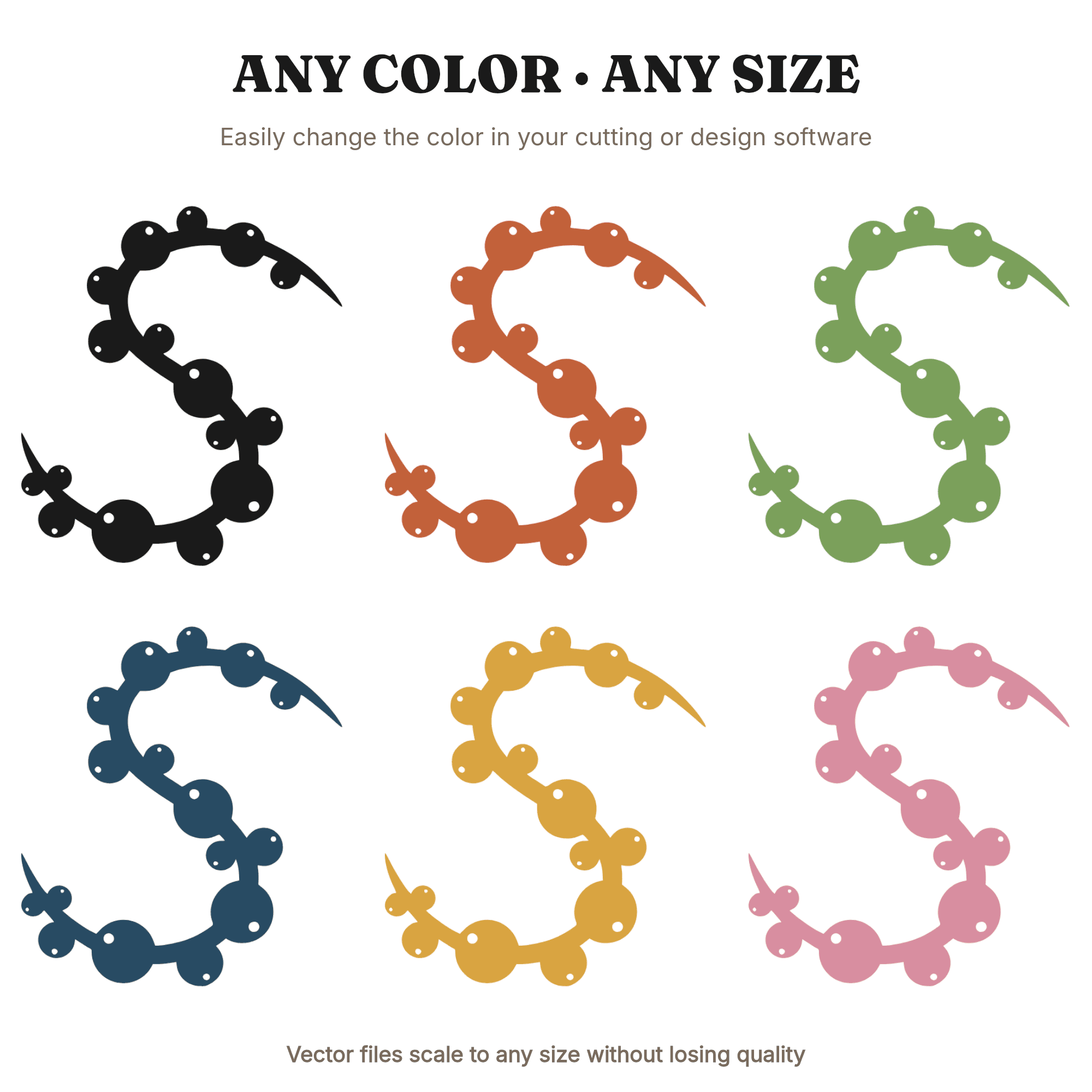 Flowing Cranberry Garland S Curve SVG PNG, Christmas Holiday Kitchen Decor Cut File Silhouette, view 2
