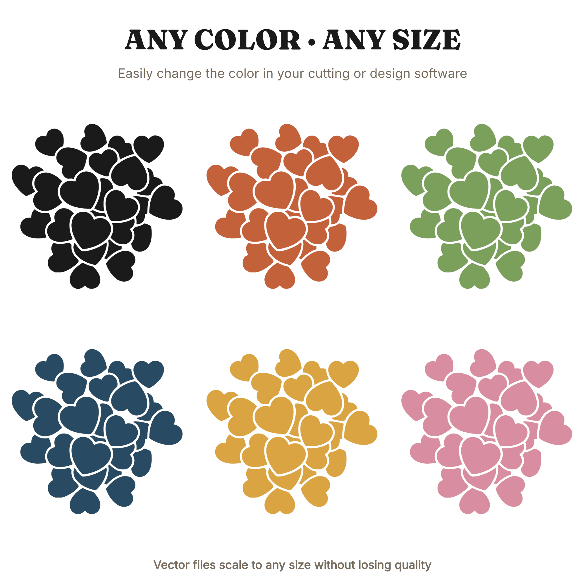 Groovy Tumbling Candy Hearts SVG PNG, Retro 70s Valentine Hearts Pile Cut File for Cricut, view 2