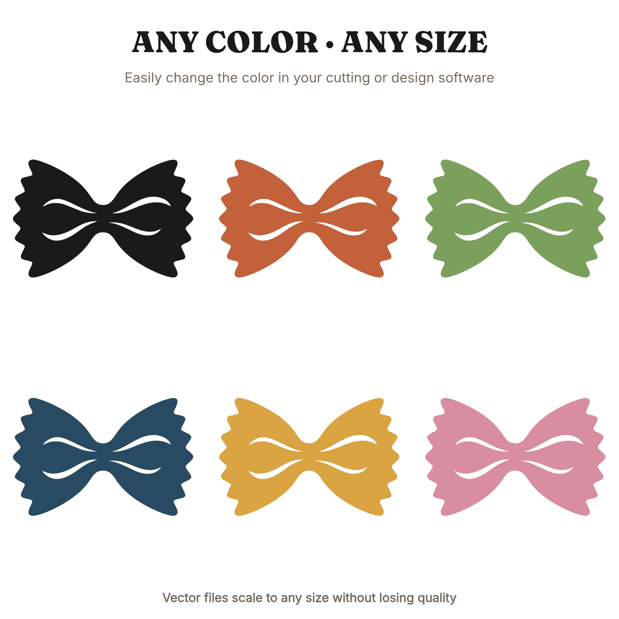 Groovy Farfalle Pasta SVG PNG, Retro 70s Bowtie Pasta Silhouette for Kids Kitchen Decor, view 2
