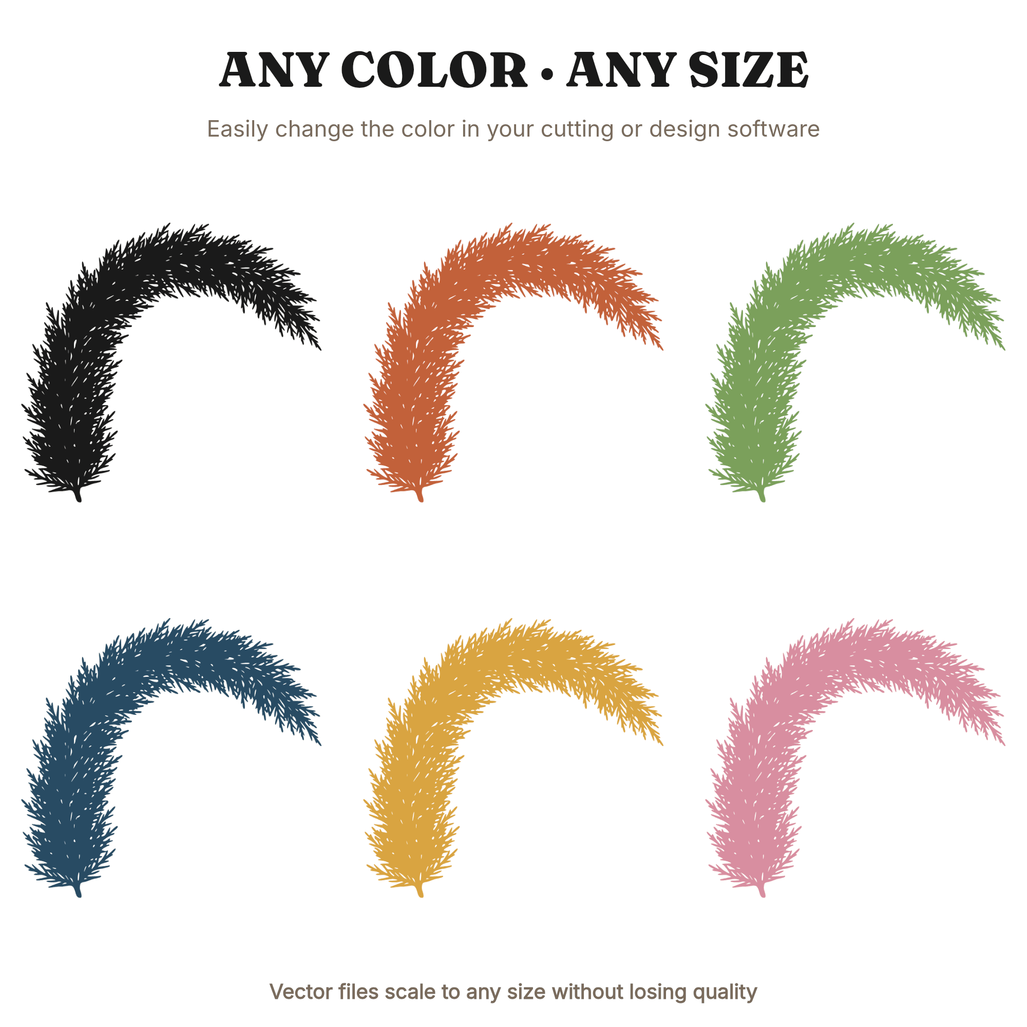 Cedar Rainbow Arch SVG, Boho Holiday Christmas Tree Branch PNG, Mountain Nature Silhouette Cut File, view 2