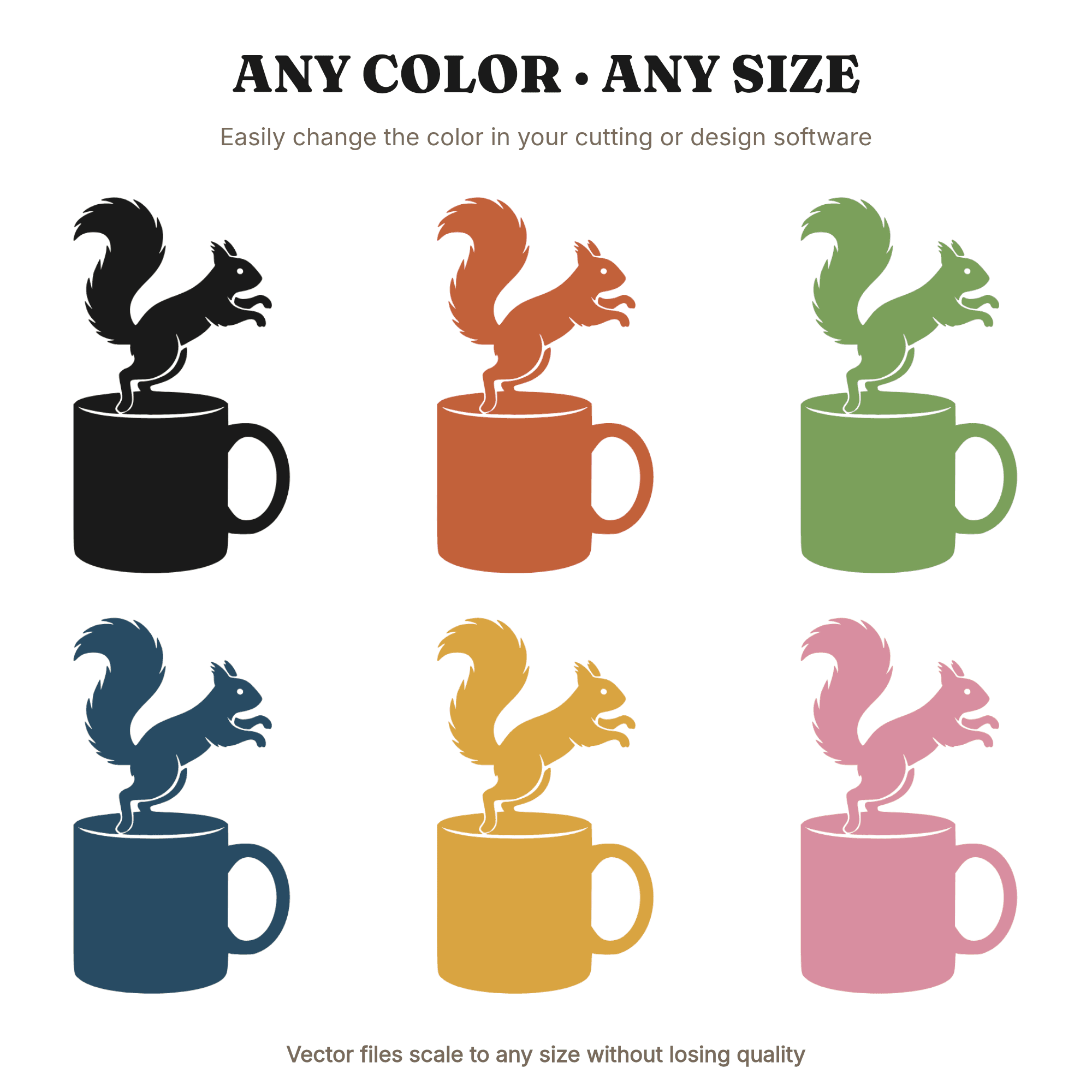 Squirrel Coffee Mug SVG PNG, National Coffee Day Cut File, Woodland Animal Crafter Design, view 2