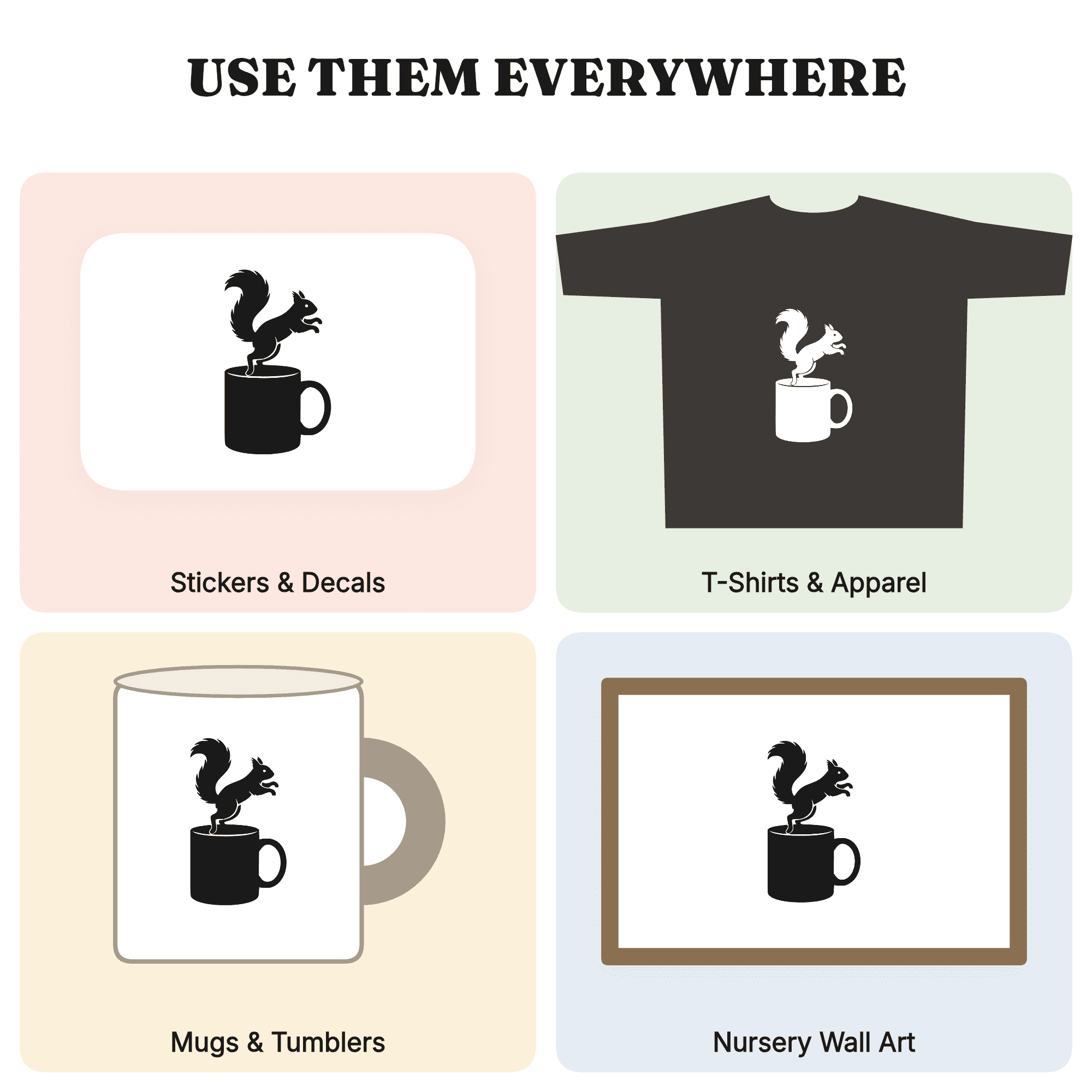 Squirrel Coffee Mug SVG PNG, National Coffee Day Cut File, Woodland Animal Crafter Design, view 3